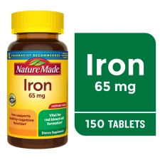 Nature Made Iron 65mg 325mg Ferrous Sulfate Tablets Dietary Supplement 150 Count