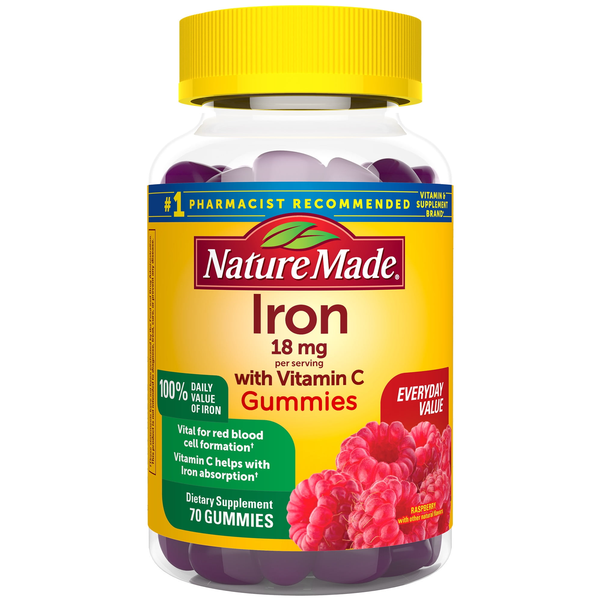 Nature Made Iron 18mg with Vitamin C Gummies Dietary Supplement 70 Count