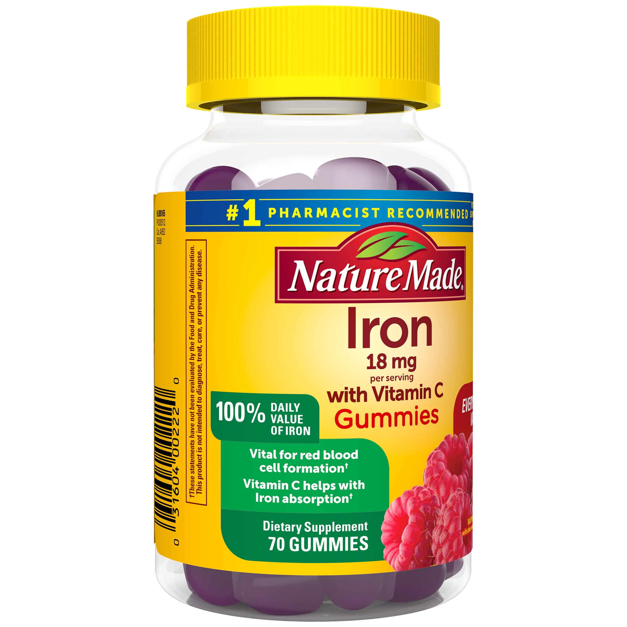 Nature Made Iron 18mg with Vitamin C Gummies Dietary Supplement 70 Count
