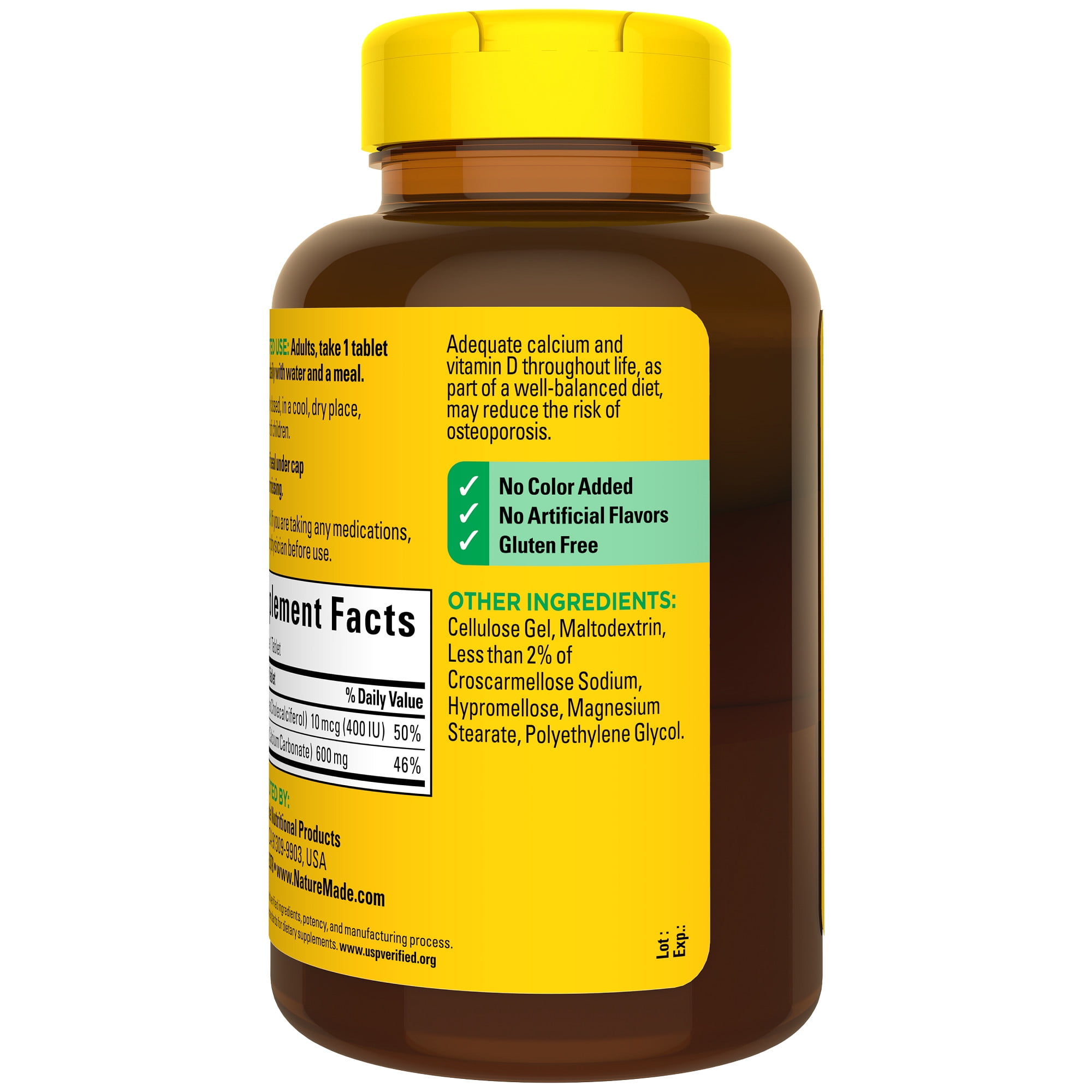 Nature Made Calcium 600mg with Vitamin D3 Tablets Dietary Supplement 150 Count