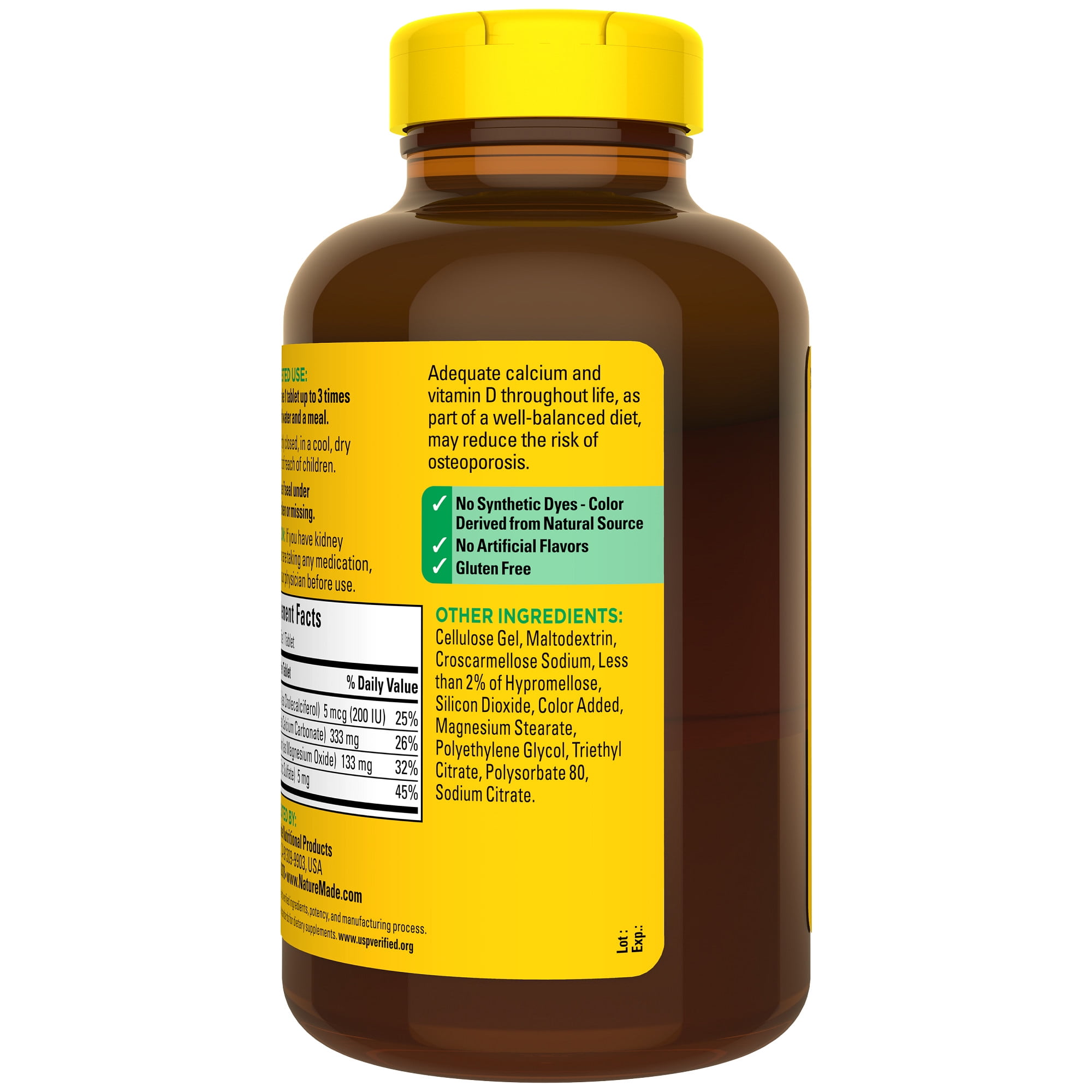 Nature Made Calcium Magnesium Zinc Vitamin D3 Tablets Dietary Supplement 330 Count