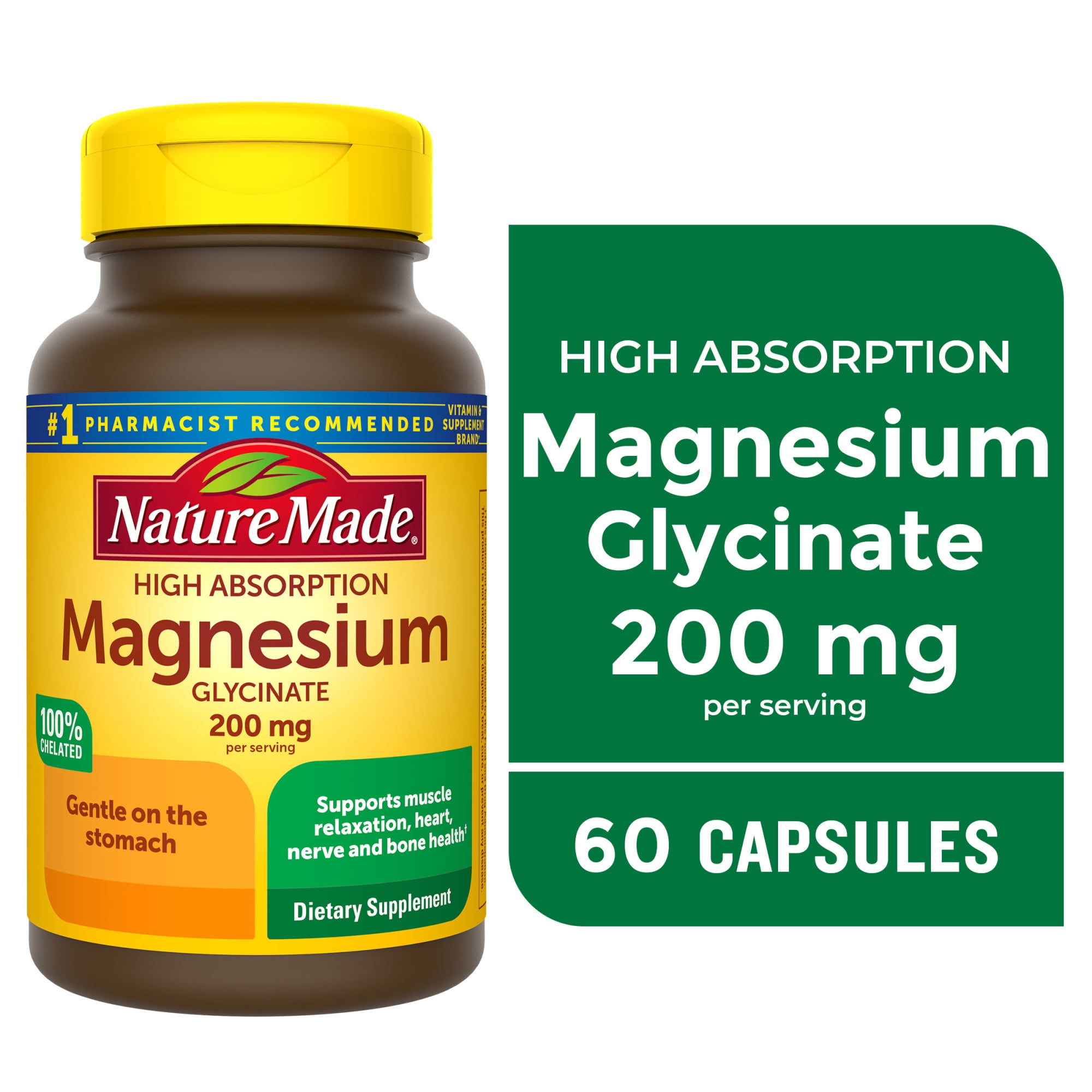 Nature Made Magnesium Glycinate 200mg Capsules Dietary Supplement 60 Count