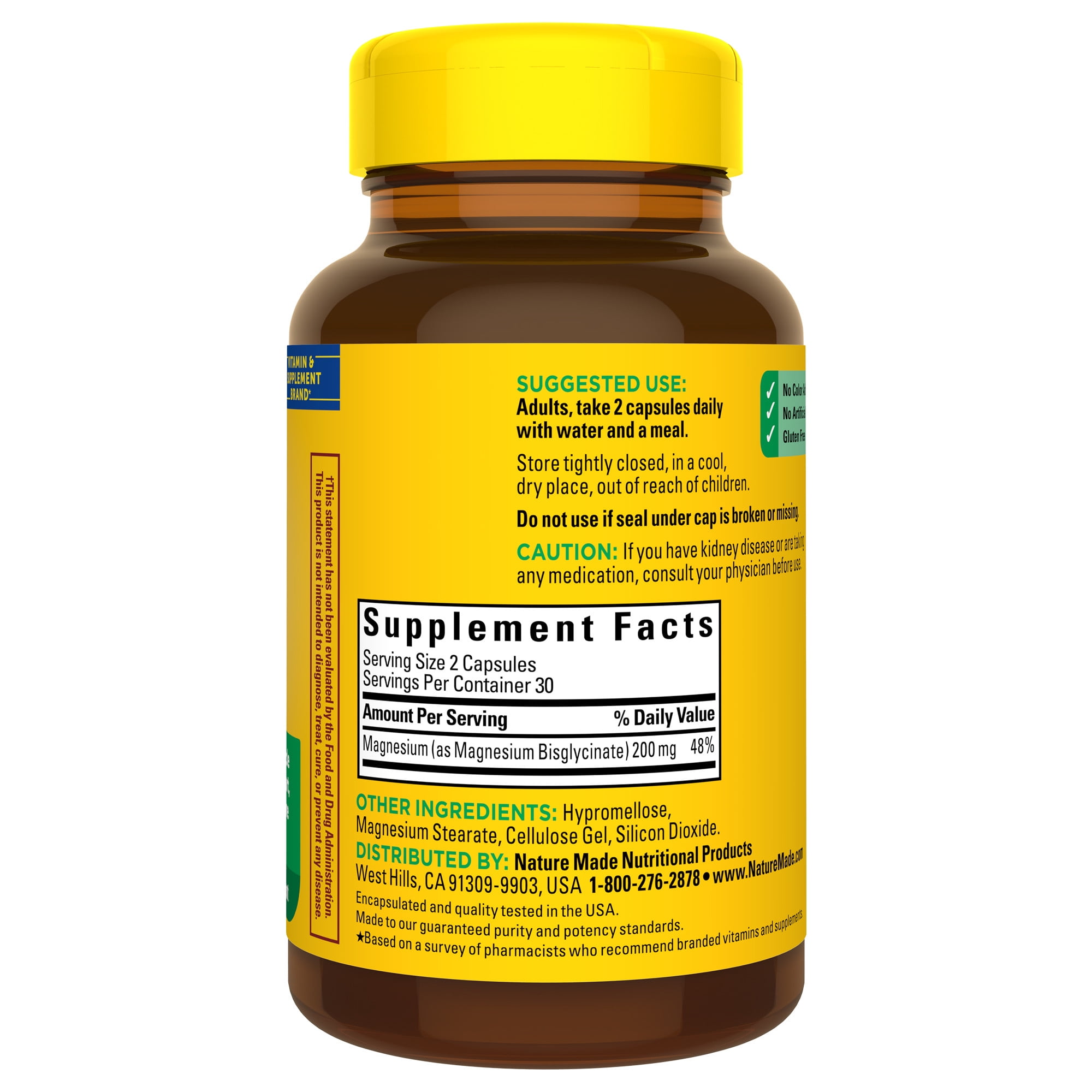 Nature Made Magnesium Glycinate 200mg Capsules Dietary Supplement 60 Count