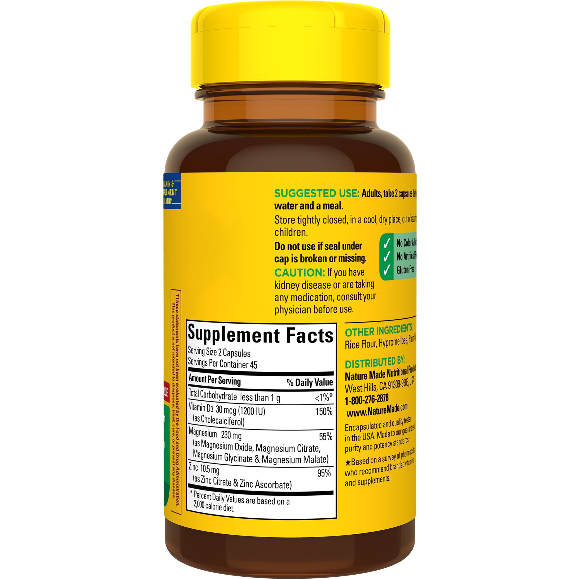 Nature Made Magnesium Complex with Vitamin D and Zinc Capsules 90 Ct