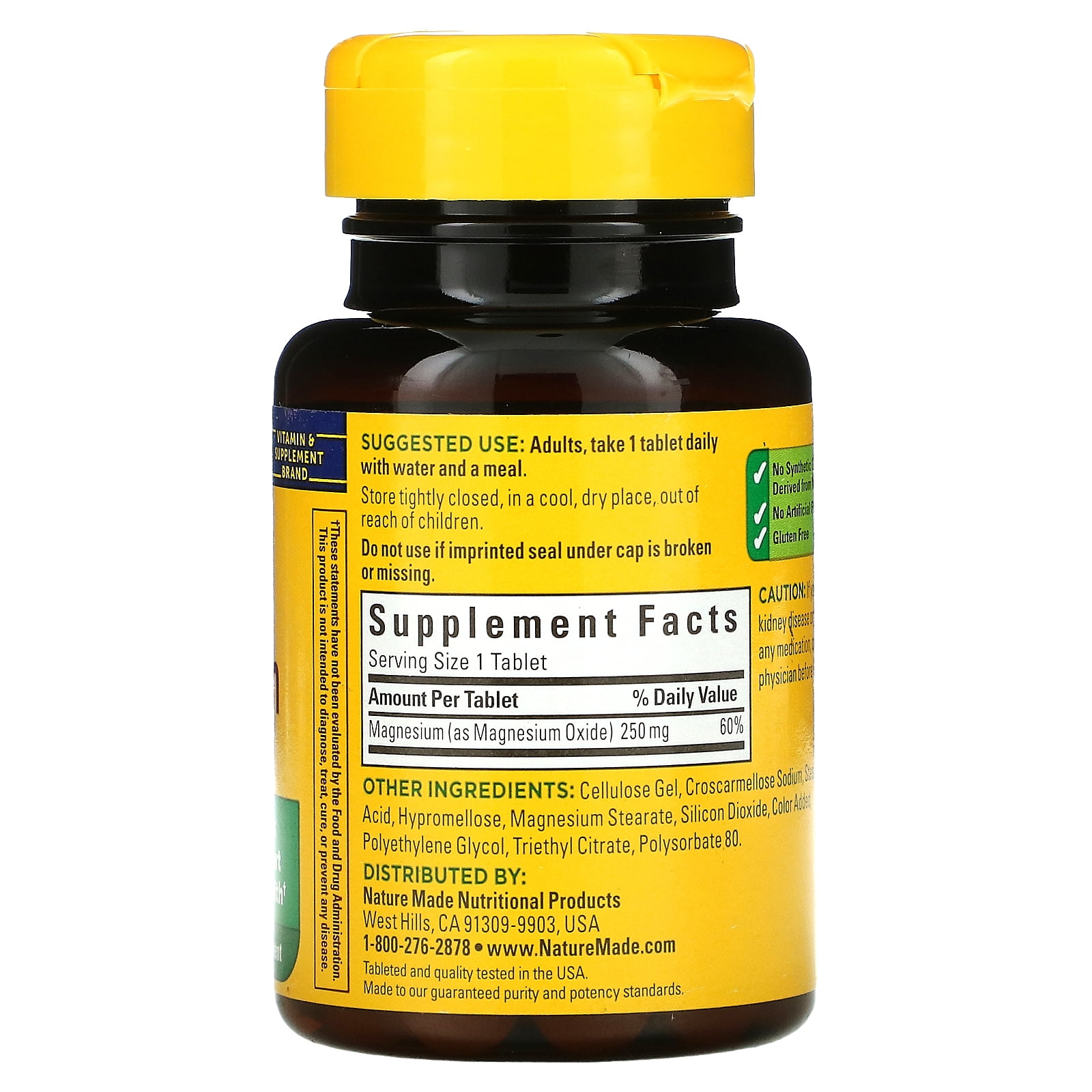 Nature Made Magnesium 250mg 100 Tablets for Health and Wellness