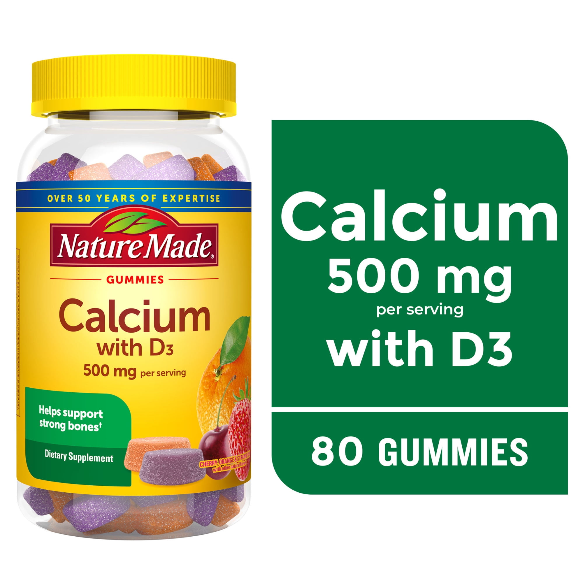 Nature Made Calcium 500mg Gummies Bone Support Supplement 80 Count