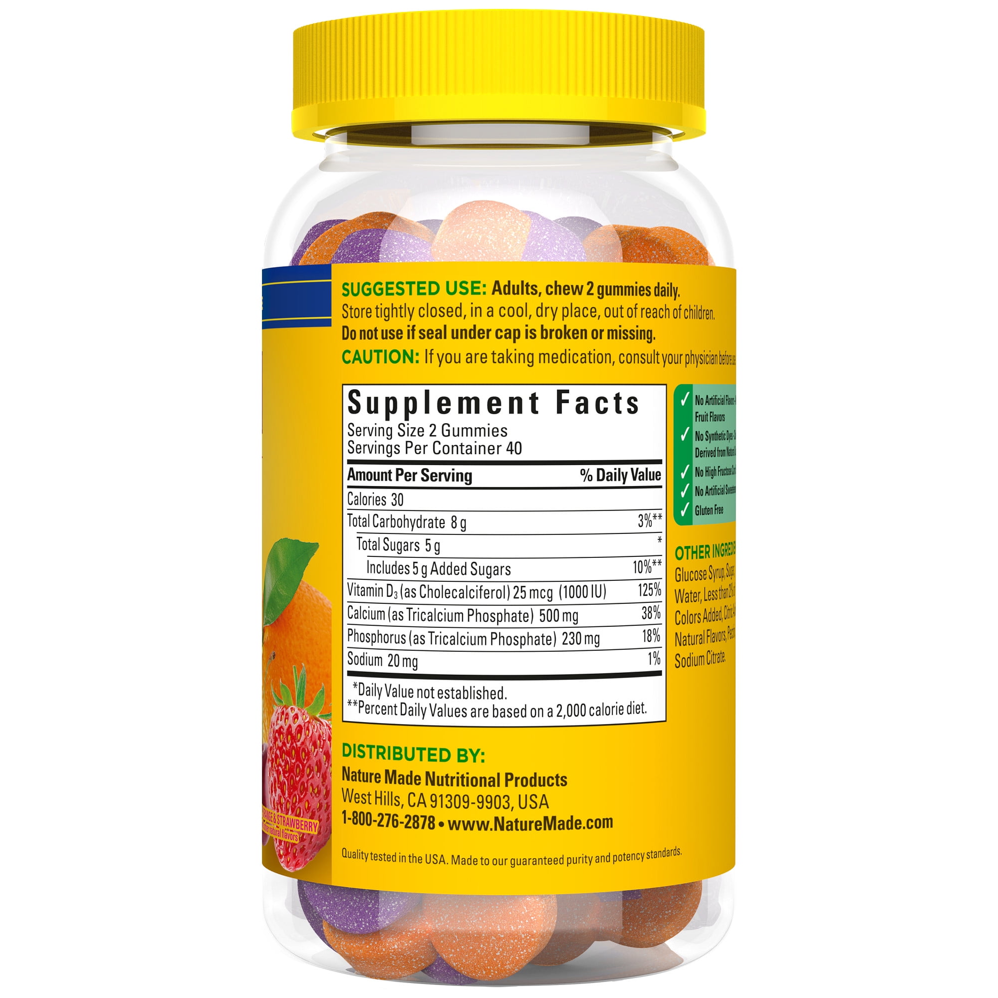 Nature Made Calcium 500mg Gummies Bone Support Supplement 80 Count