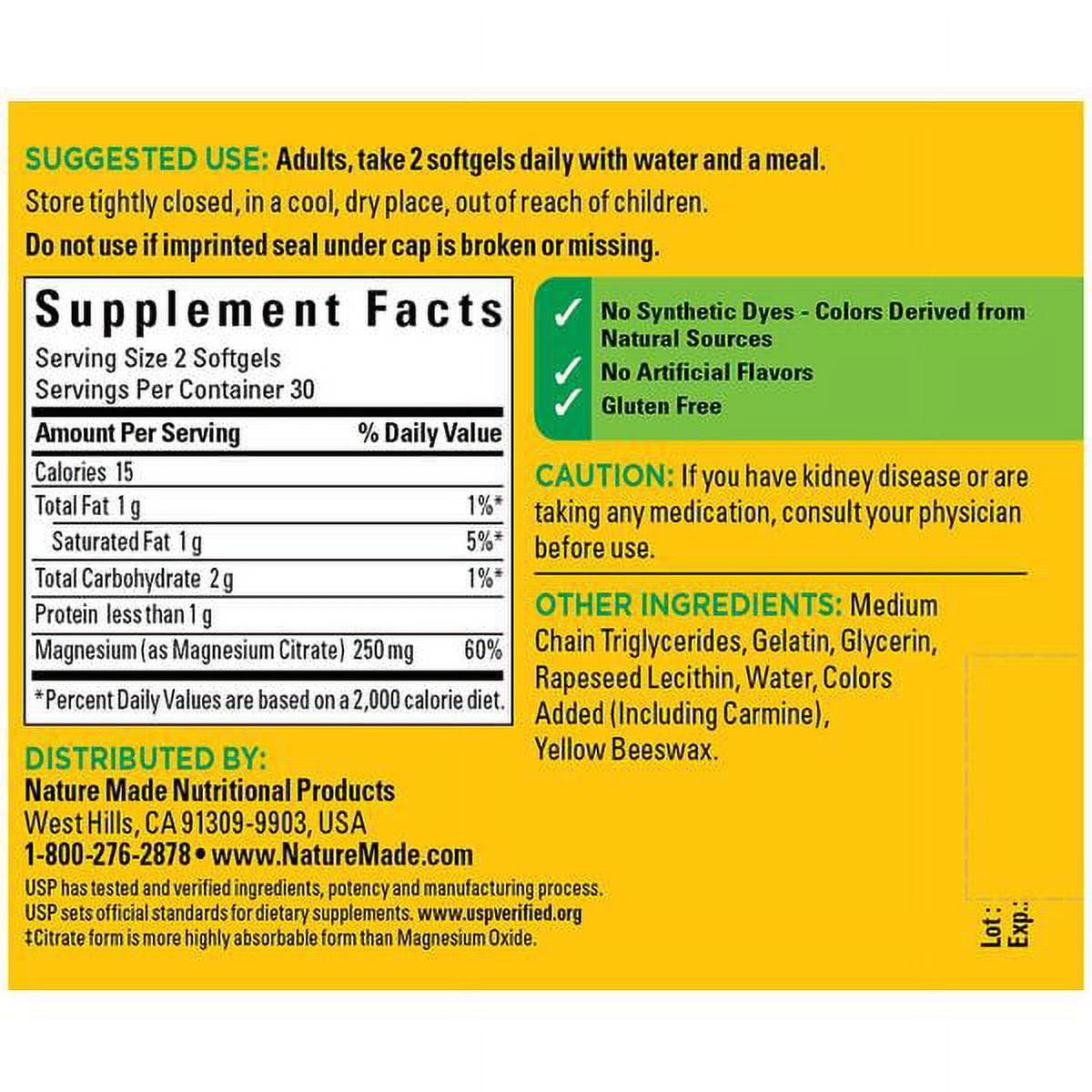 Nature Made Magnesium Citrate Liquid Softgels 360 Count Pack of 6