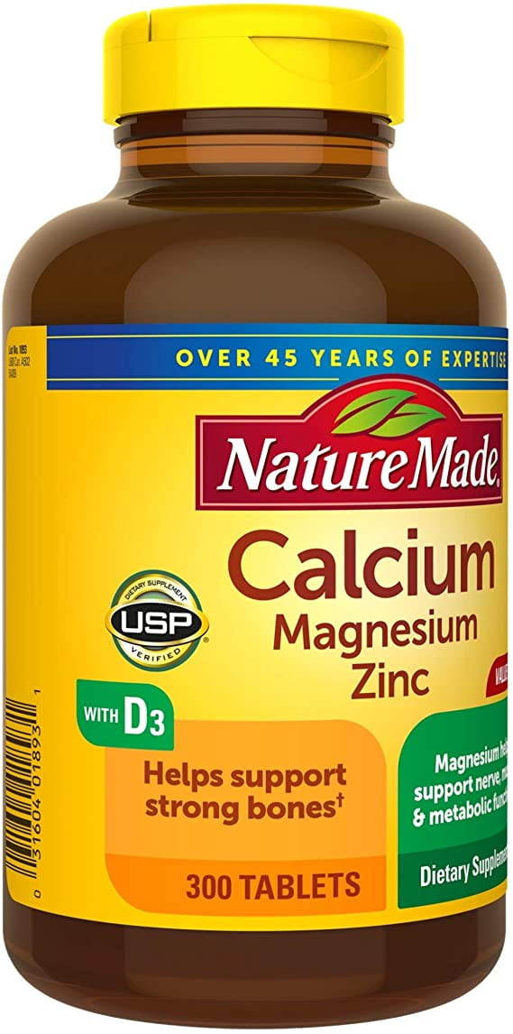 Nature Made Calcium Magnesium Zinc Vitamin D3 Bone Support 300 Tablets