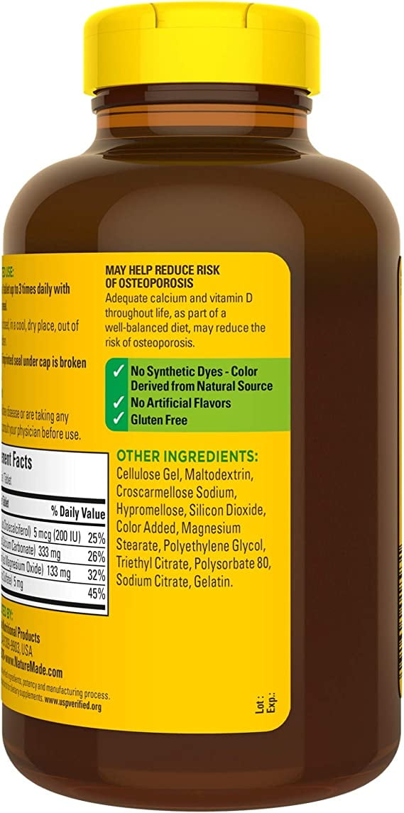 Nature Made Calcium Magnesium Zinc Vitamin D3 Bone Support 300 Tablets