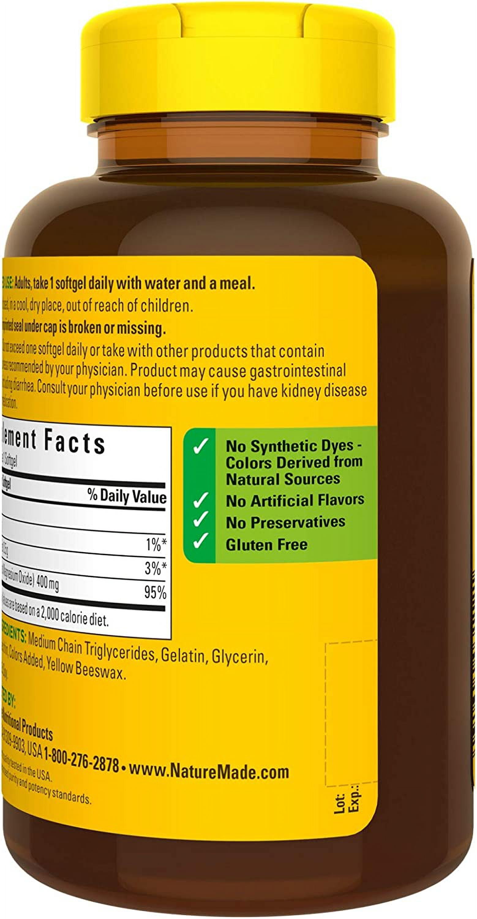 Nature Made Extra Strength Magnesium Oxide 400mg Dietary Supplement Muscle Support 110 Count