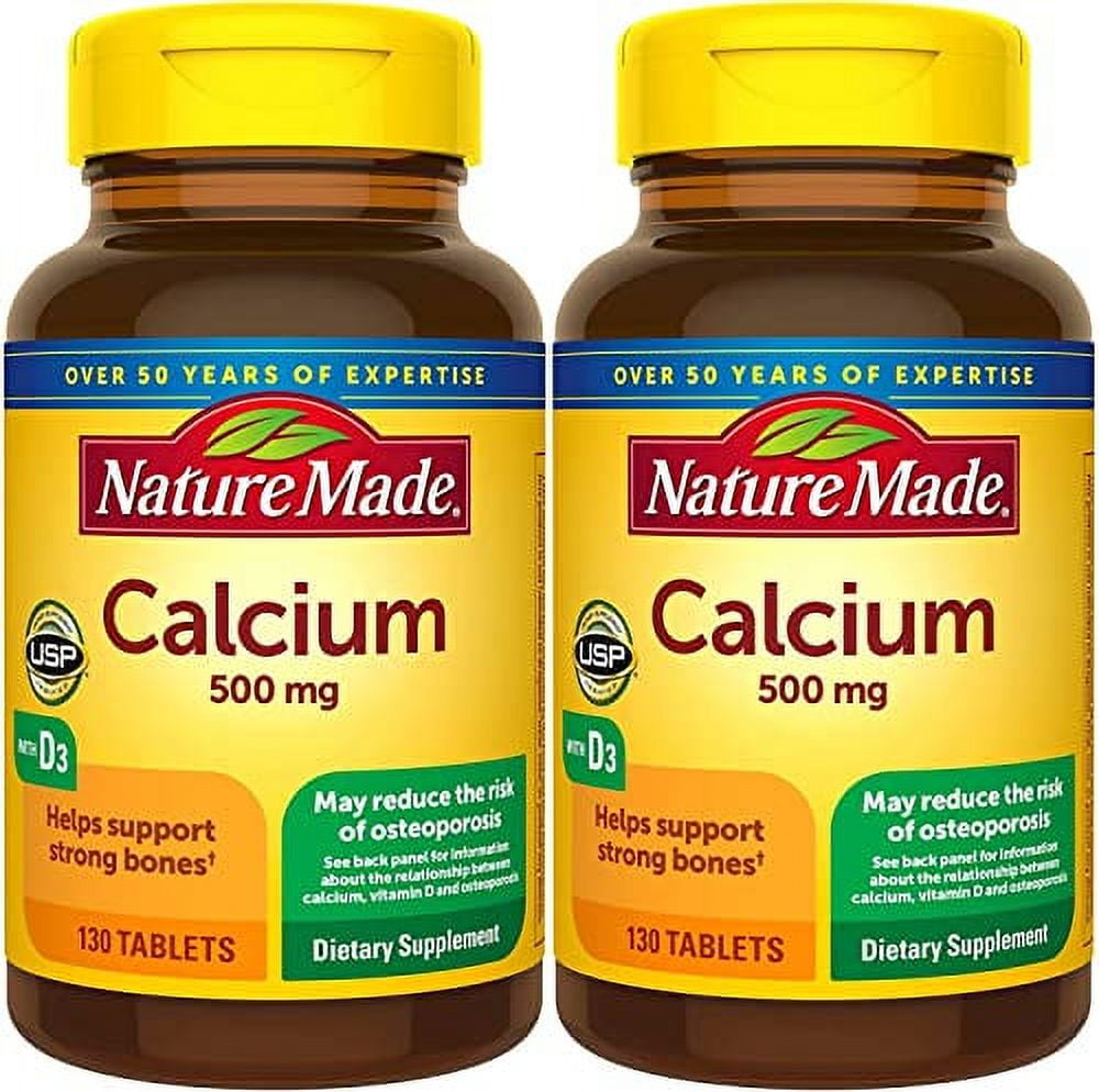 Nature Made Calcium 600 mg Vitamin D3 Bone Support 220 Tablets Pack of 2
