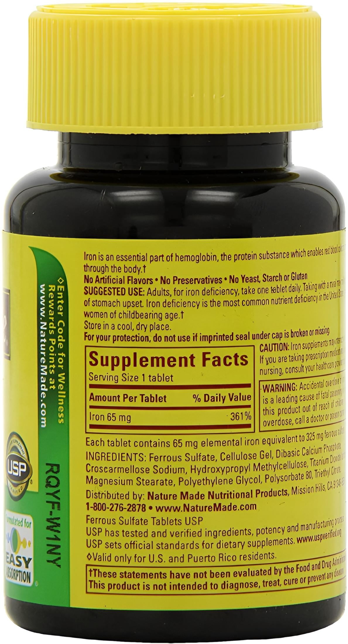 Nature Made Iron 65 mg Tablets 180 ea - Essential Iron Supplement for Better Health