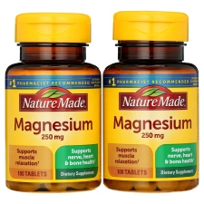 Nature Made Magnesium 250mg Tablets 100 ct Pack of 2