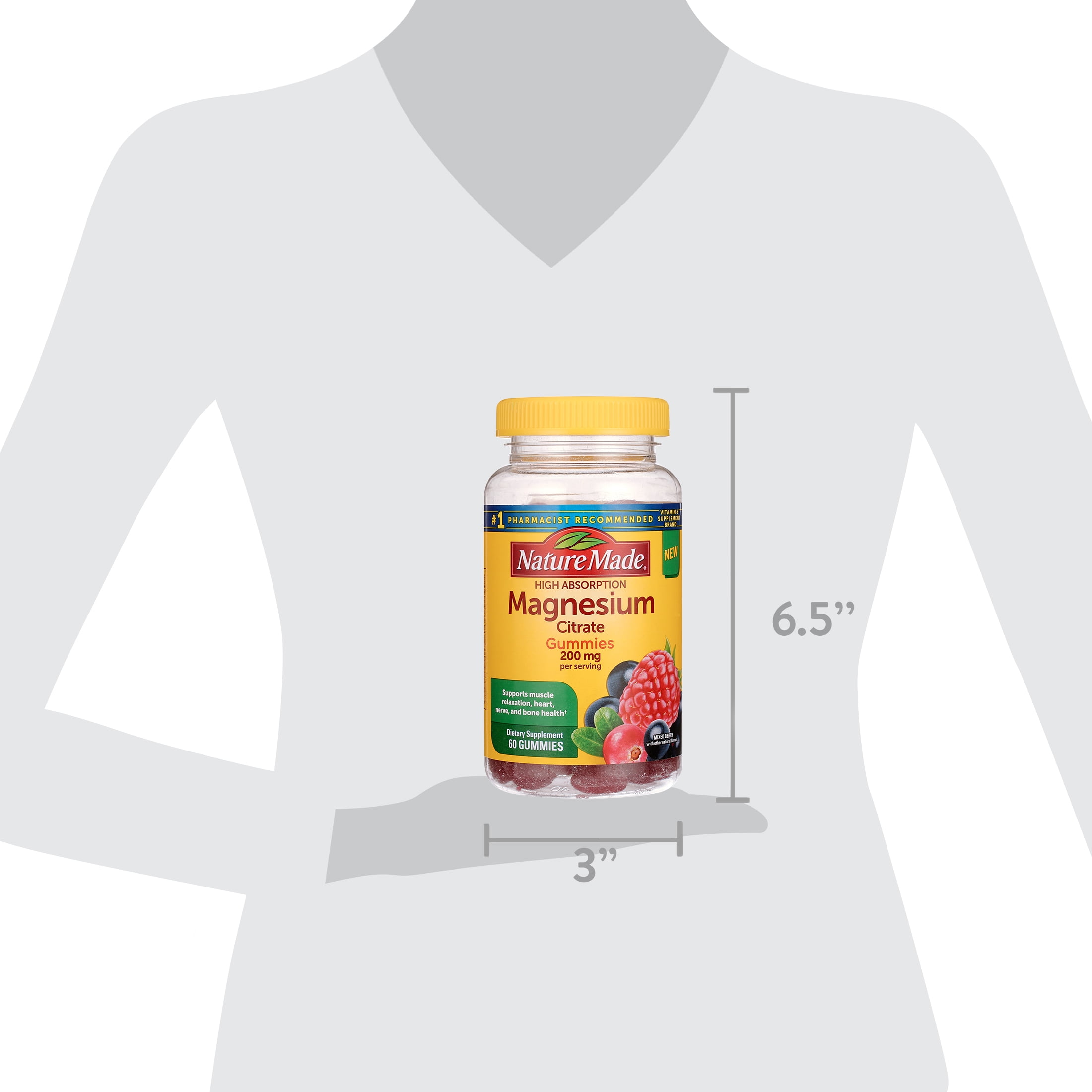 Nature Made Magnesium Citrate Gummies Mixed Berry 200mg 60 Gummies