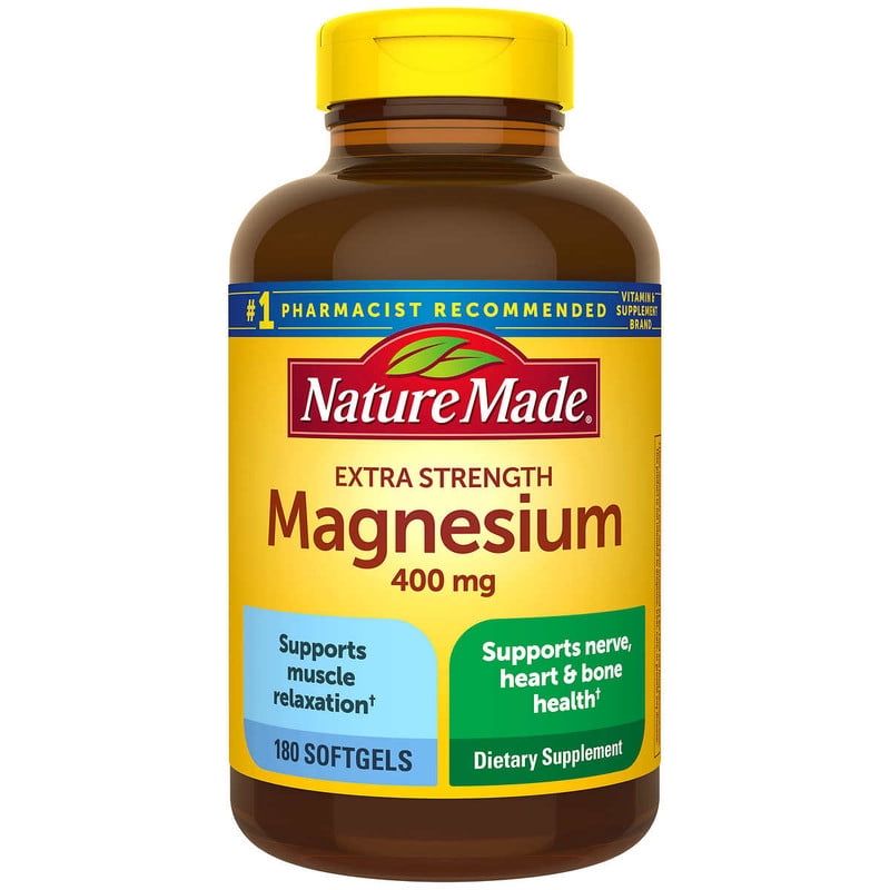 Nature Made Extra Strength Magnesium 400mg 180 Softgels 2 Pack