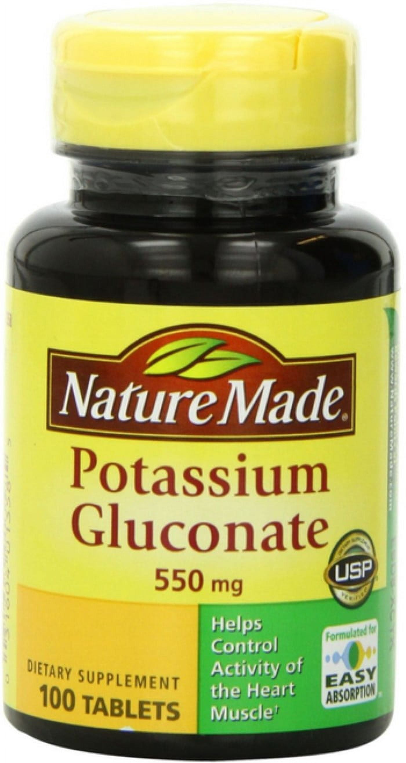 Nature Made Potassium Gluconate 550mg Tablets 100 ea Pack of 2