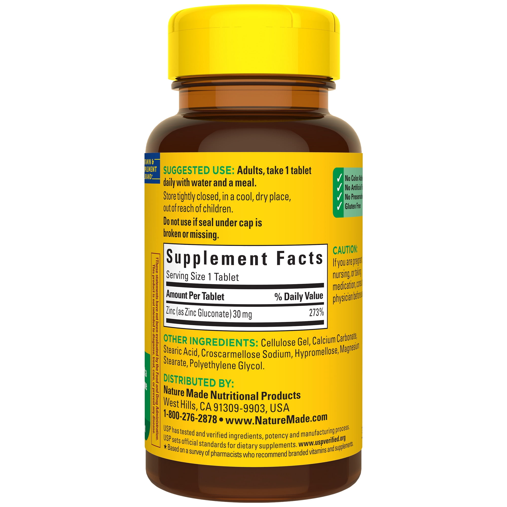 Nature Made Zinc 30 mg Tablets 2 Pack Immune Support Dietary Supplement 100 Count