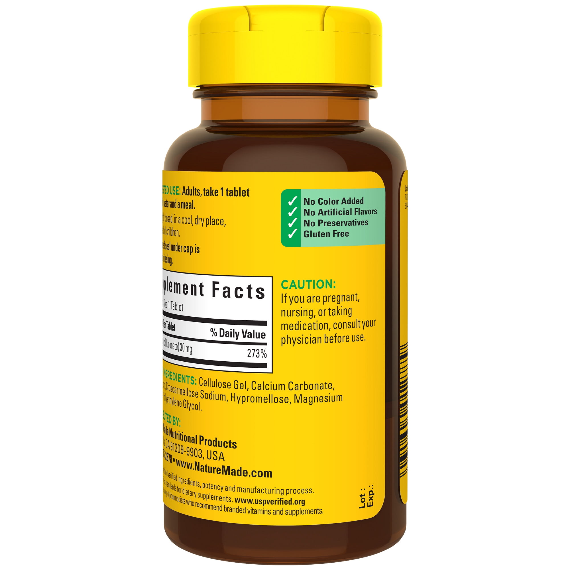 Nature Made Zinc 30 mg Tablets 2 Pack Immune Support Dietary Supplement 100 Count