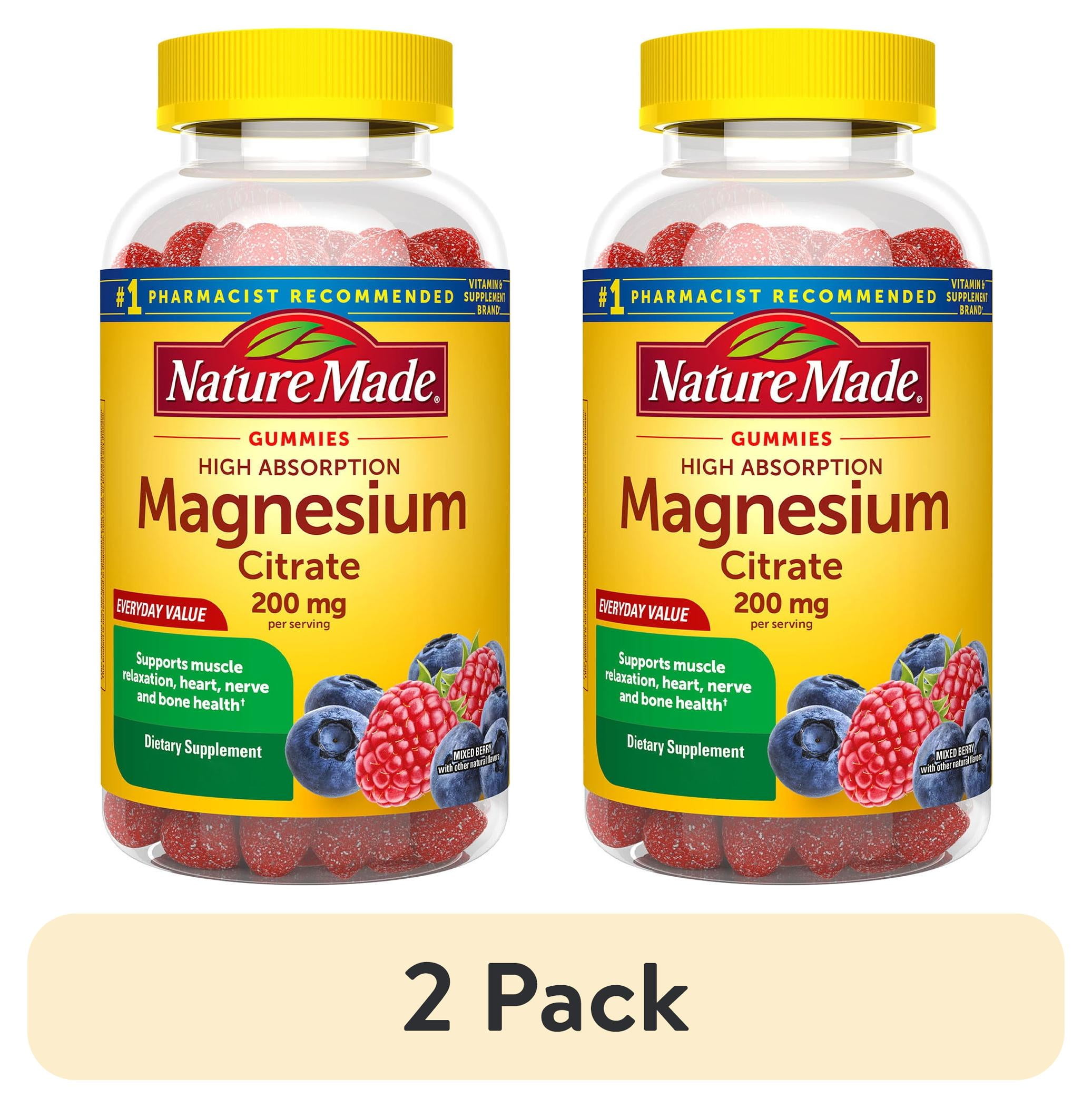 Nature Made High Absorption Magnesium Citrate 200 mg Gummies 64 Count 2 Pack