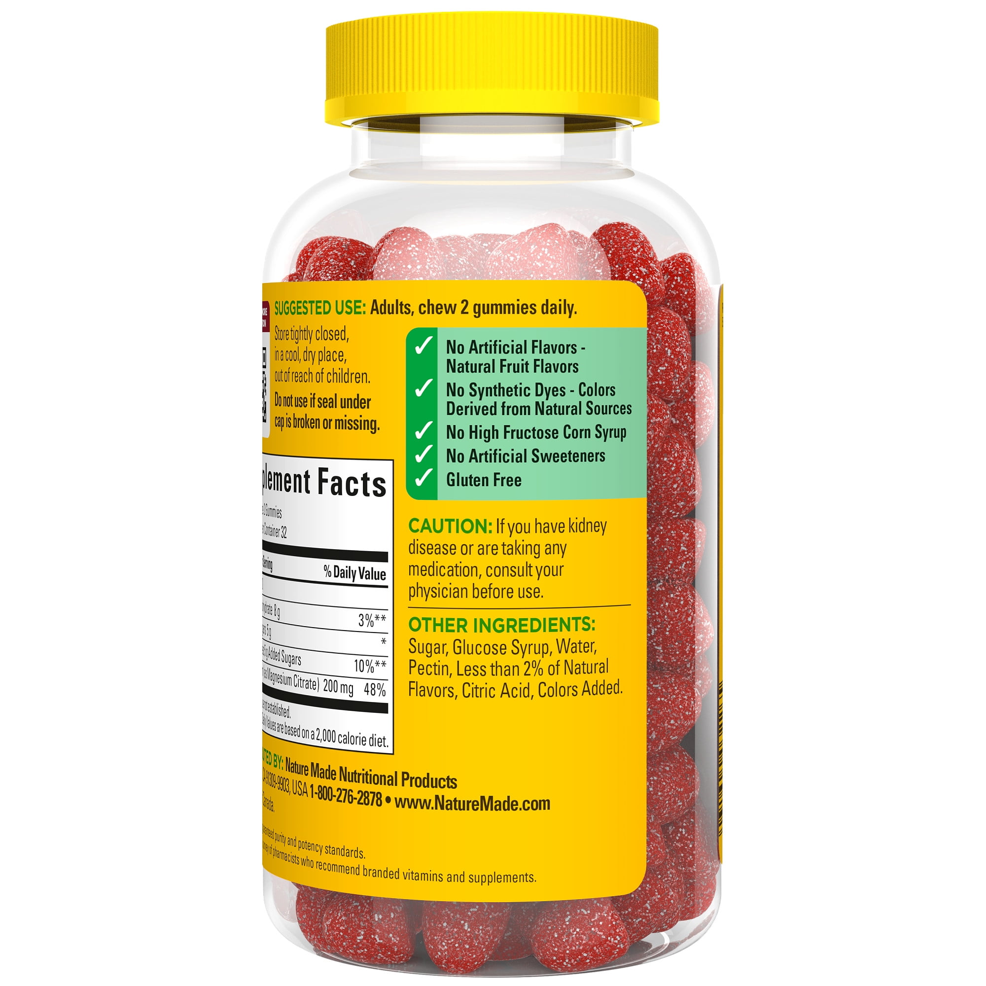 Nature Made High Absorption Magnesium Citrate 200 mg Gummies 64 Count 2 Pack