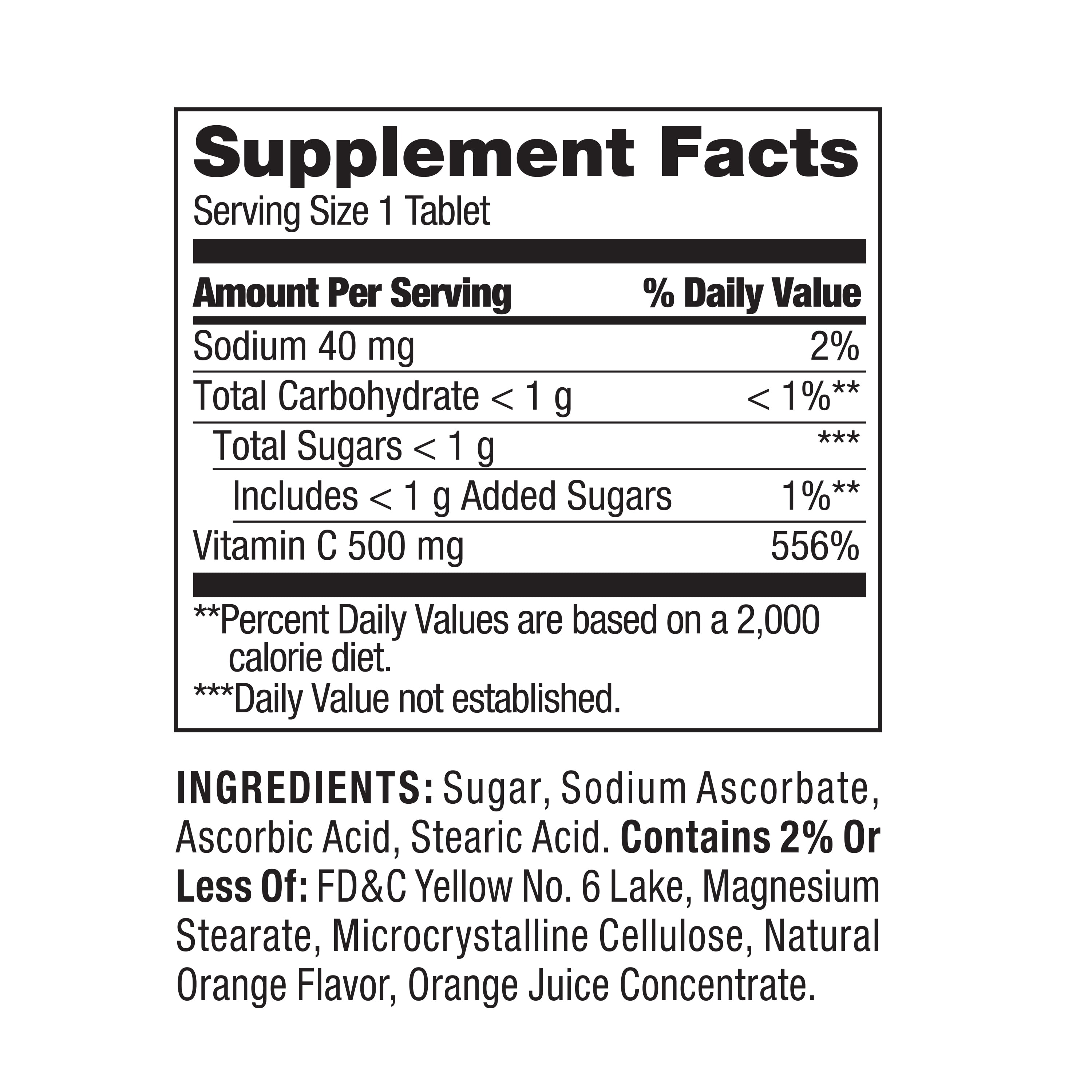Spring Valley Vitamin C Chewable Tablets Orange Flavor 500mg 60 Count