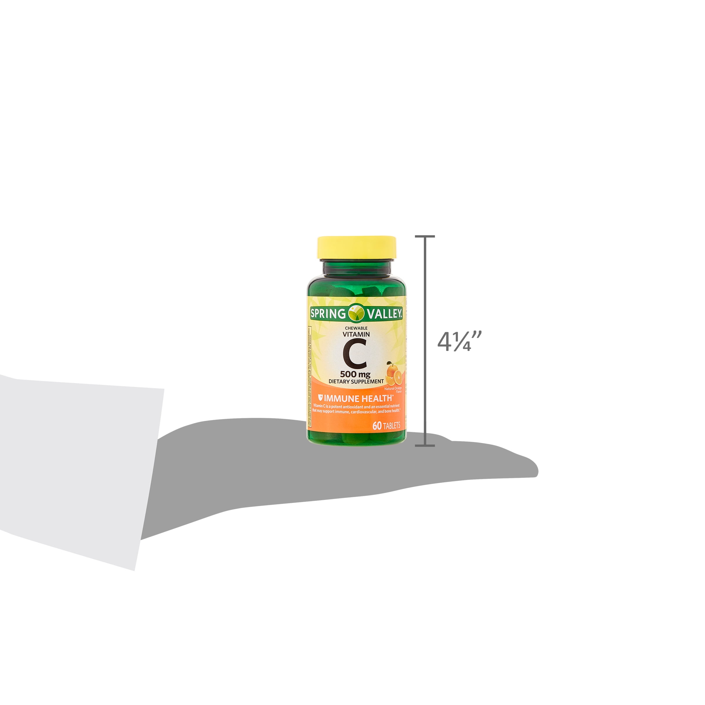 Spring Valley Vitamin C Chewable Tablets Orange Flavor 500mg 60 Count