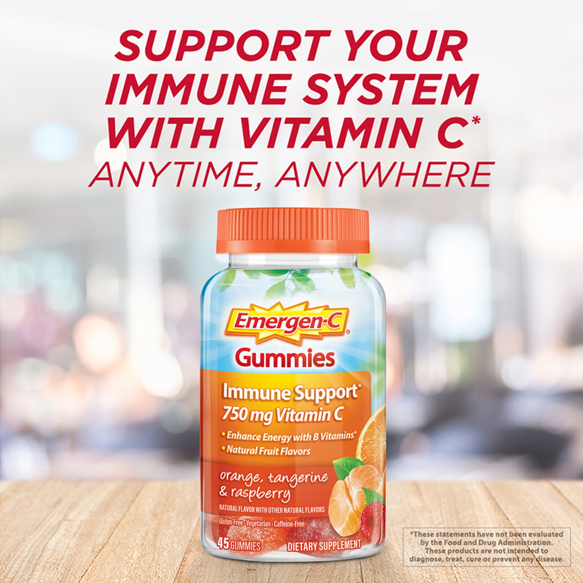 EmergenC Adult Vitamin C Immunity Gummies Fruit Flavors 45 Ct