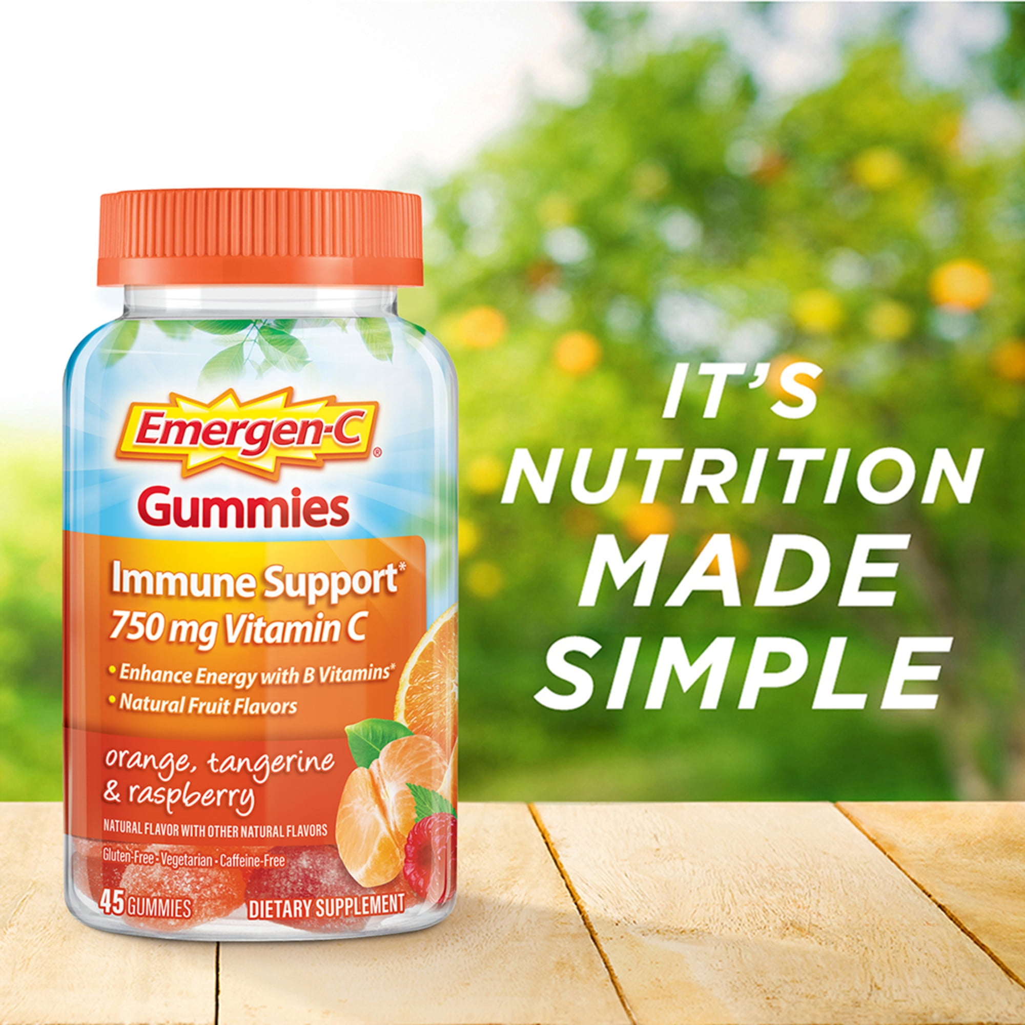 EmergenC Adult Vitamin C Immunity Gummies Fruit Flavors 45 Ct