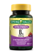 Spring Valley Vitamin B12 Metabolism Support Fast Dissolve Tablets Mixed Berry 5000 mcg 45 Count