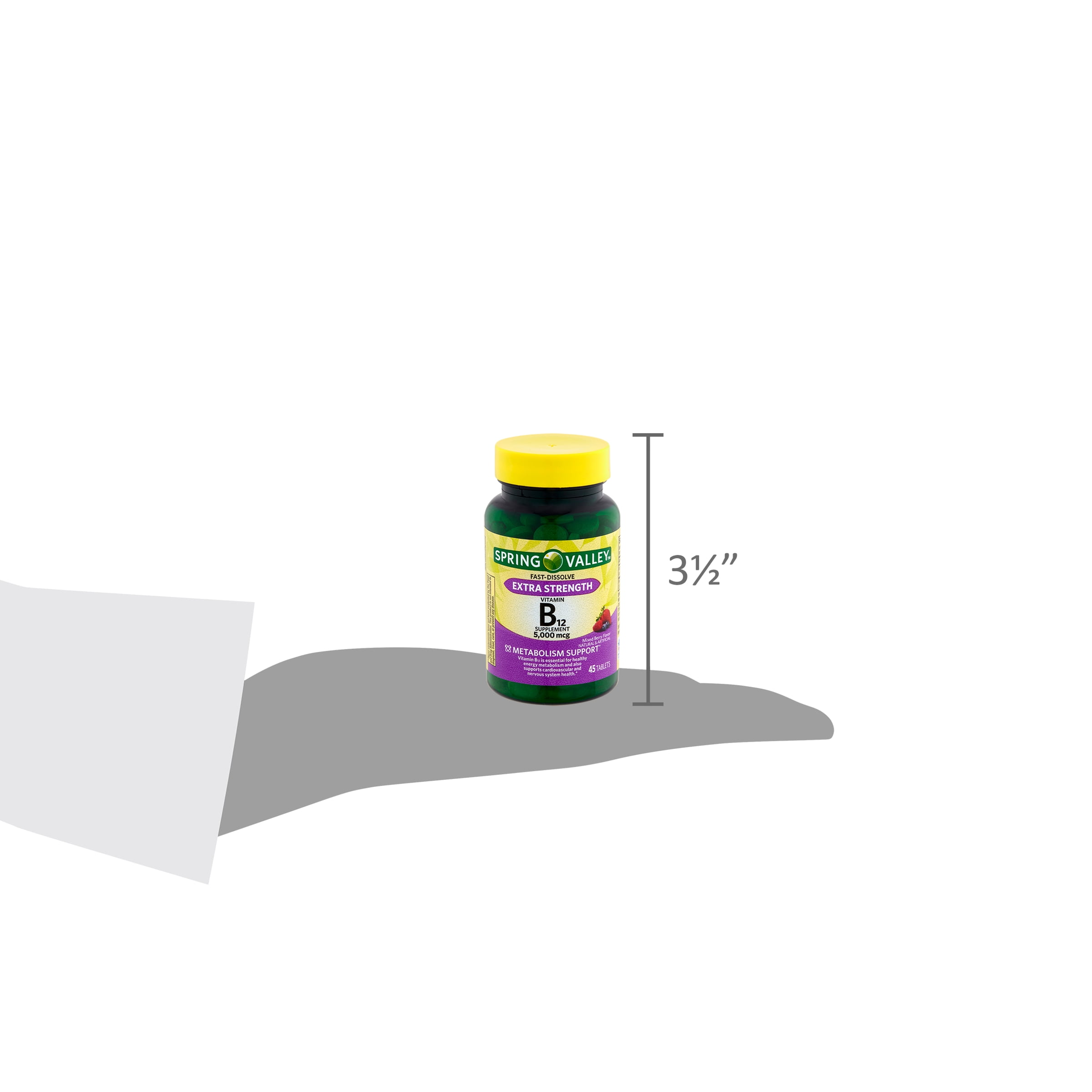 Spring Valley Vitamin B12 Metabolism Support Fast Dissolve Tablets Mixed Berry 5000 mcg 45 Count