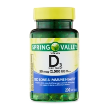 Spring Valley Vitamin D3 50 Mcg 200 Count 2000 IU Supplement