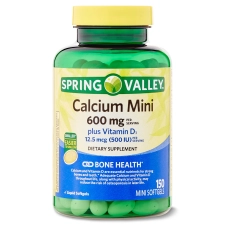 Spring Valley Calcium Plus Vitamin D3 Dietary Supplement 150 Mini Softgels for Bone Health and Strong Bones