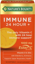 Nature's Bounty Immune 24 Vitamin C D Zinc Support 1000mg Softgels 50 Count