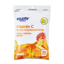 Equate Vitamin C Supplement Drops Citrus Assortment 80 Count for Immune Support