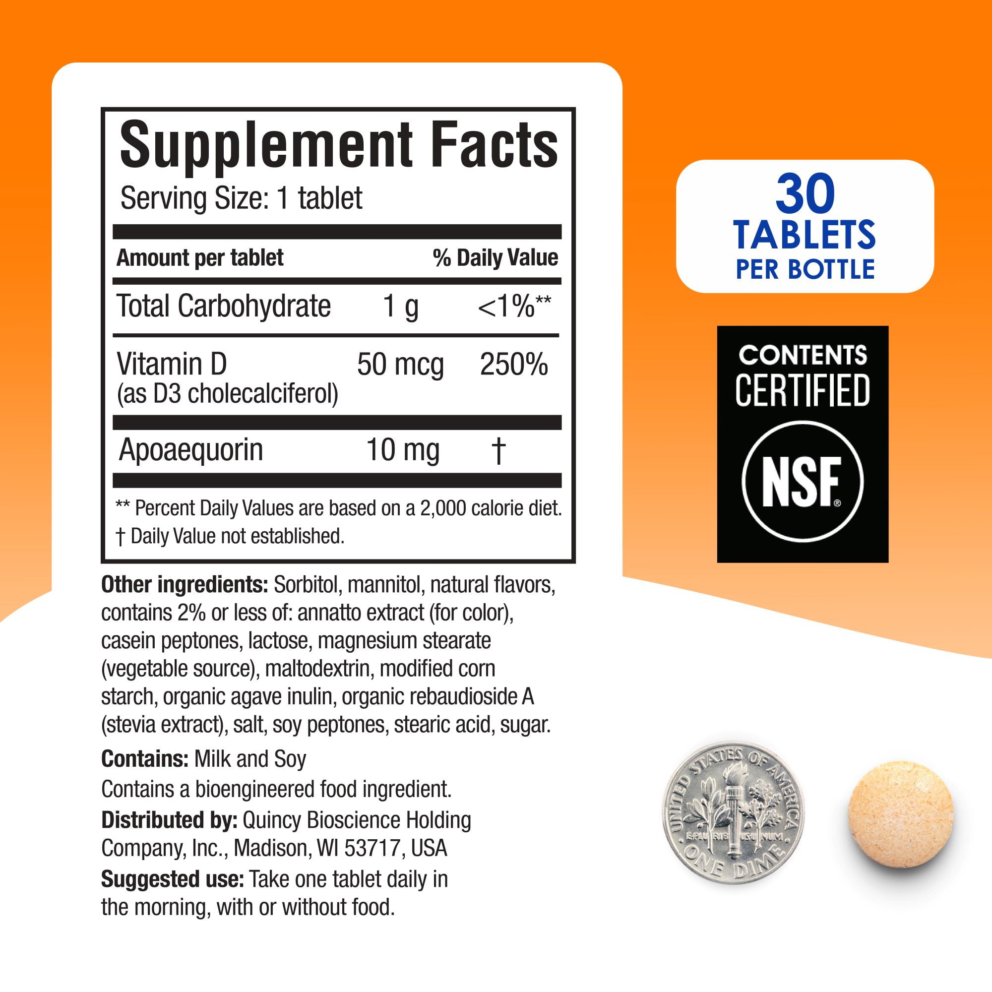 Prevagen Regular Strength Orange Chewables 30ct 1 Pack Apoaequorin & Vitamin D Boost Concentration Brain Health