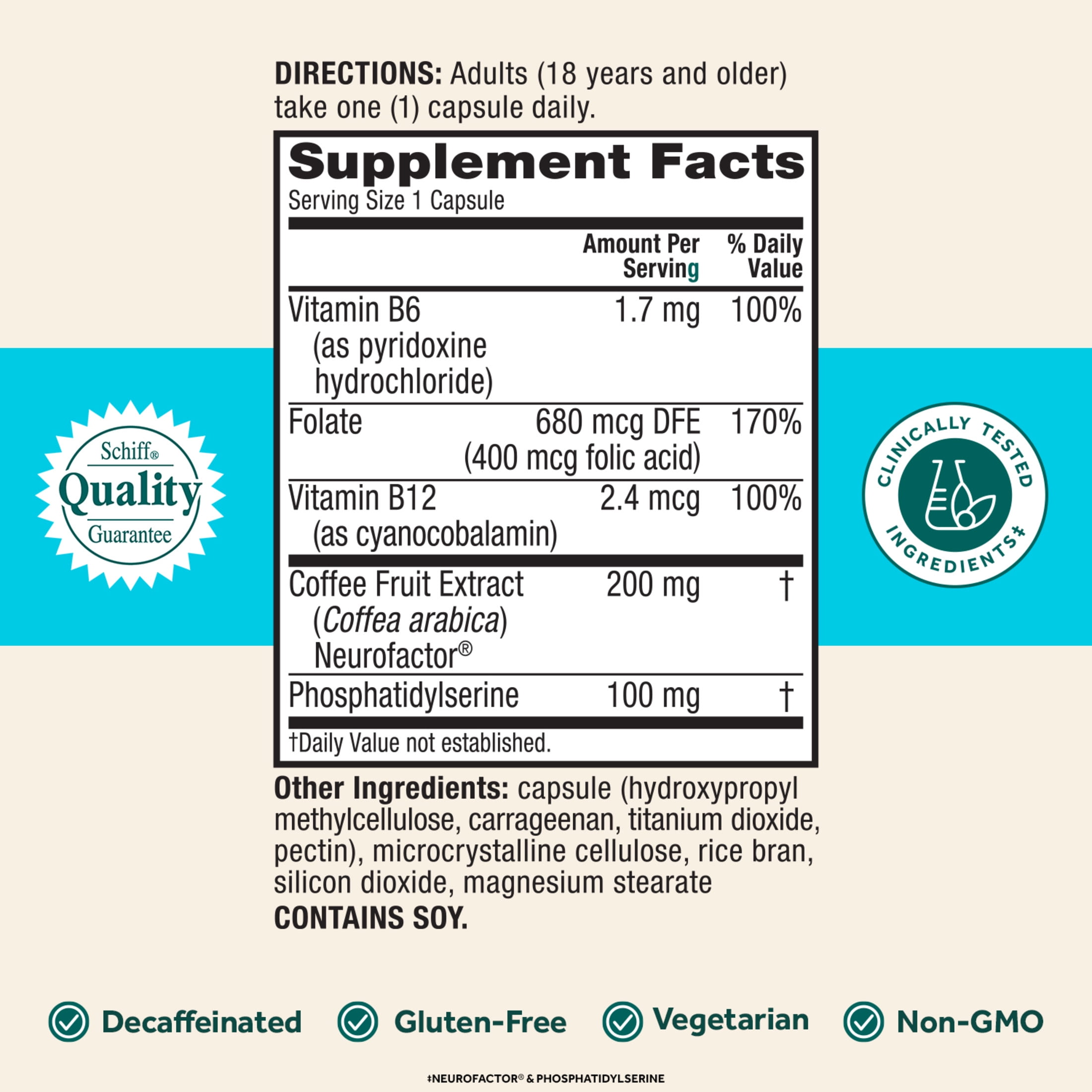 Neuriva Plus Brain Health Supplement | Vitamins B12 & B6 | Memory Focus Support | 30ct Capsules