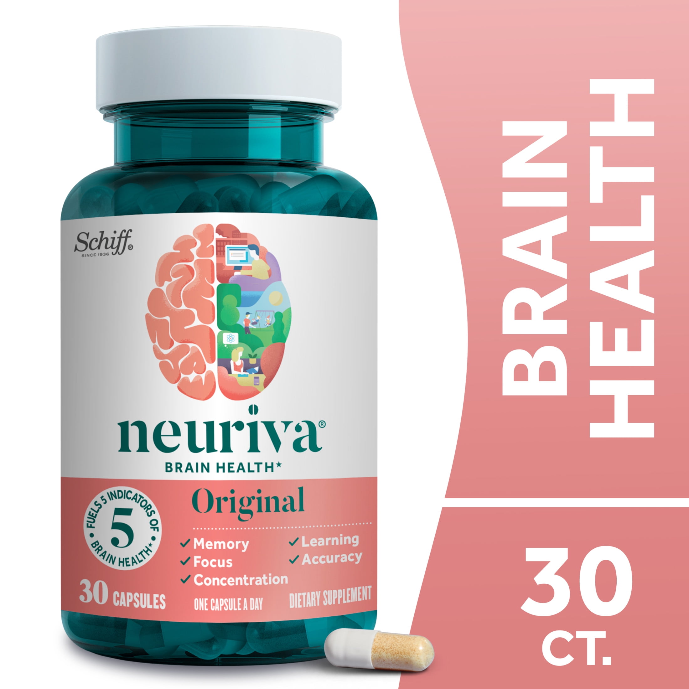 Neuriva Original Brain Health Supplement Memory Focus 30ct Capsules