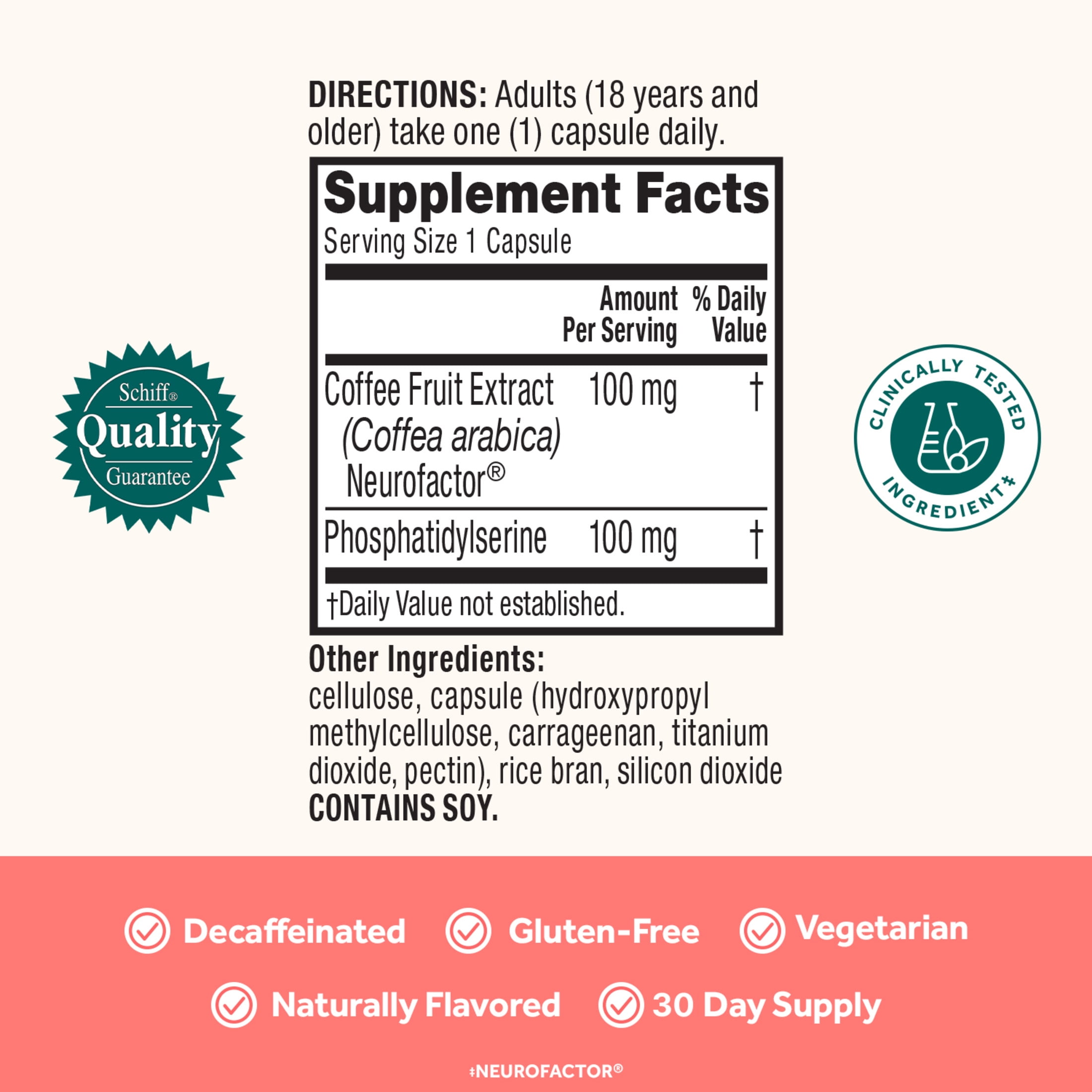 Neuriva Original Brain Health Supplement Memory Focus 30ct Capsules