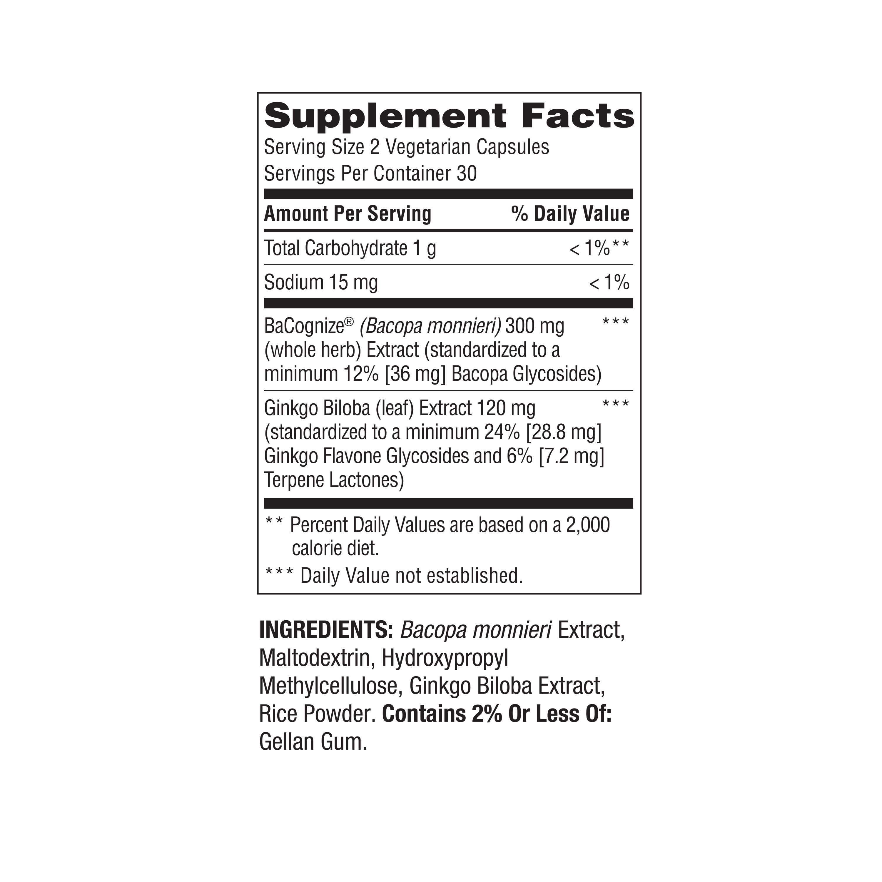 Spring Valley Memory Support Supplement Capsules 60 Count - Vegetarian