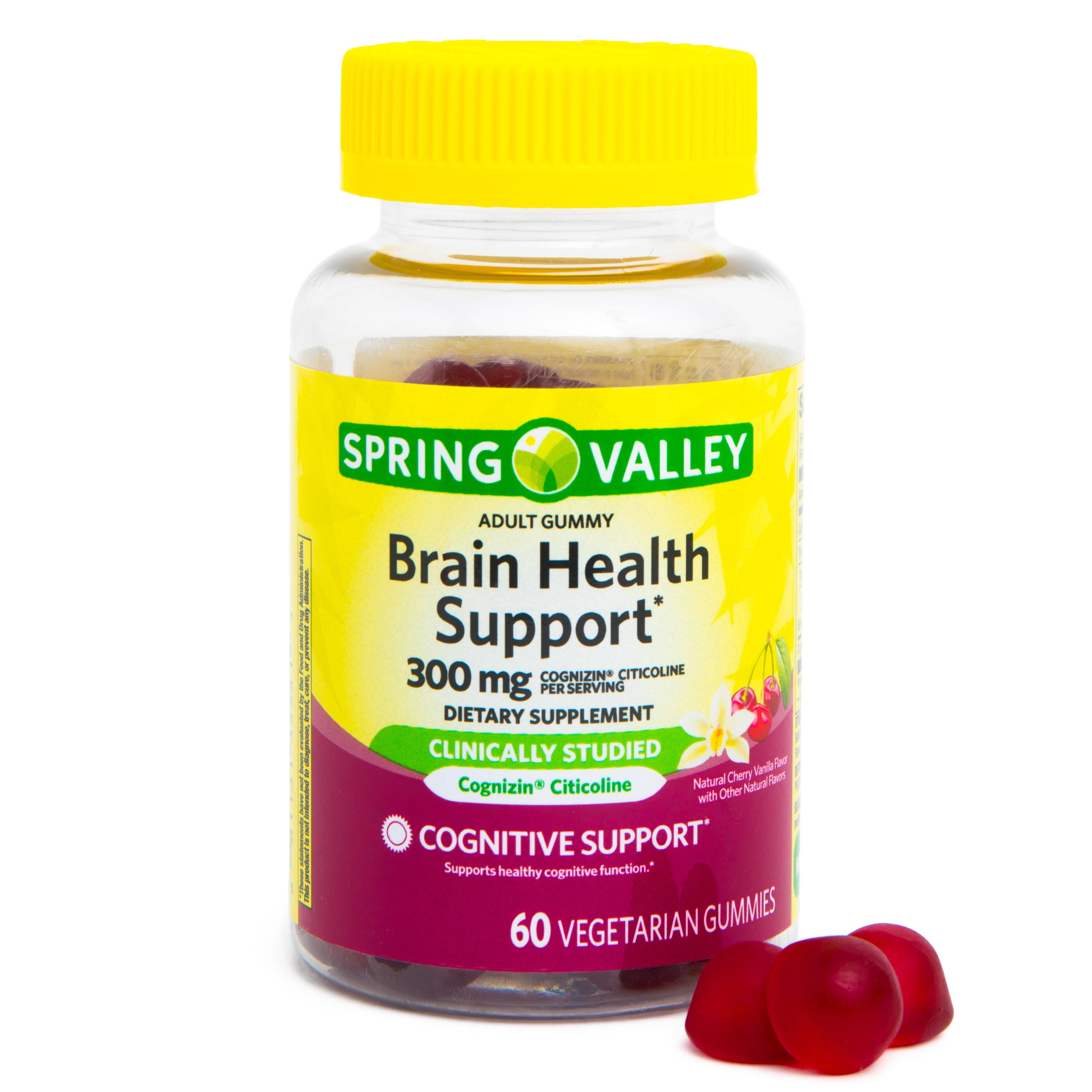 Spring Valley Brain Health Cognitive Support Gummies Cognizin Citocoline 300mg 60ct Cherry Vanilla Flavor