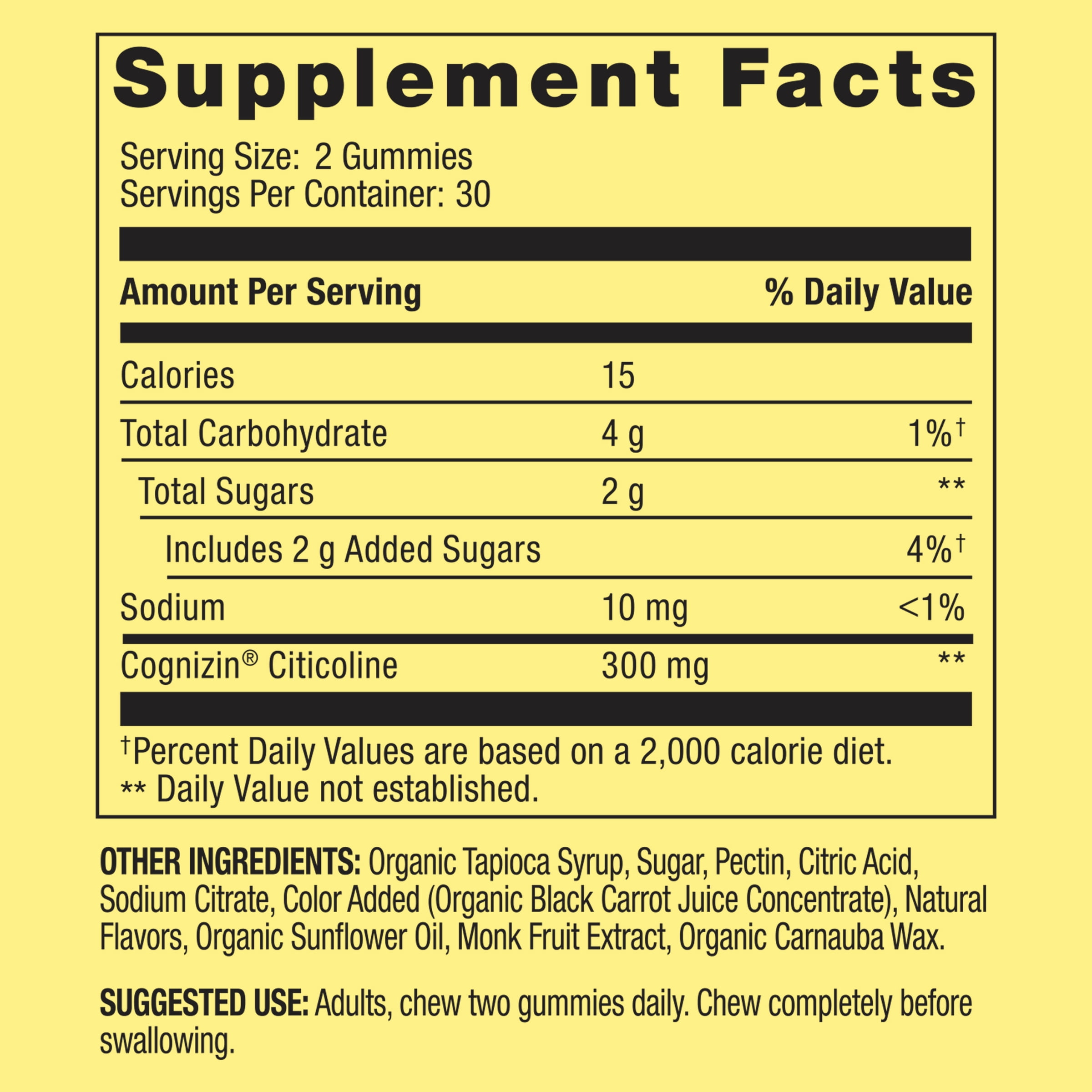Spring Valley Brain Health Cognitive Support Gummies Cognizin Citocoline 300mg 60ct Cherry Vanilla Flavor