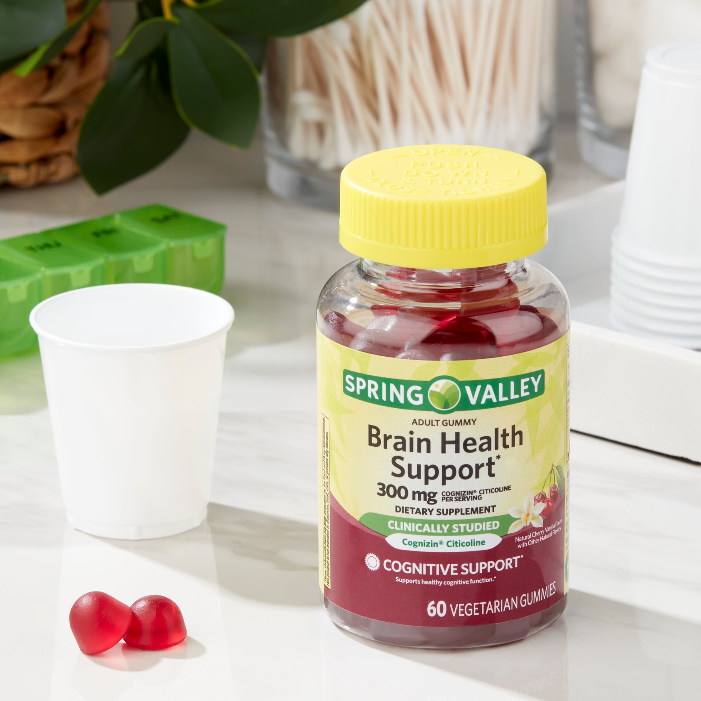 Spring Valley Brain Health Cognitive Support Gummies Cognizin Citocoline 300mg 60ct Cherry Vanilla Flavor