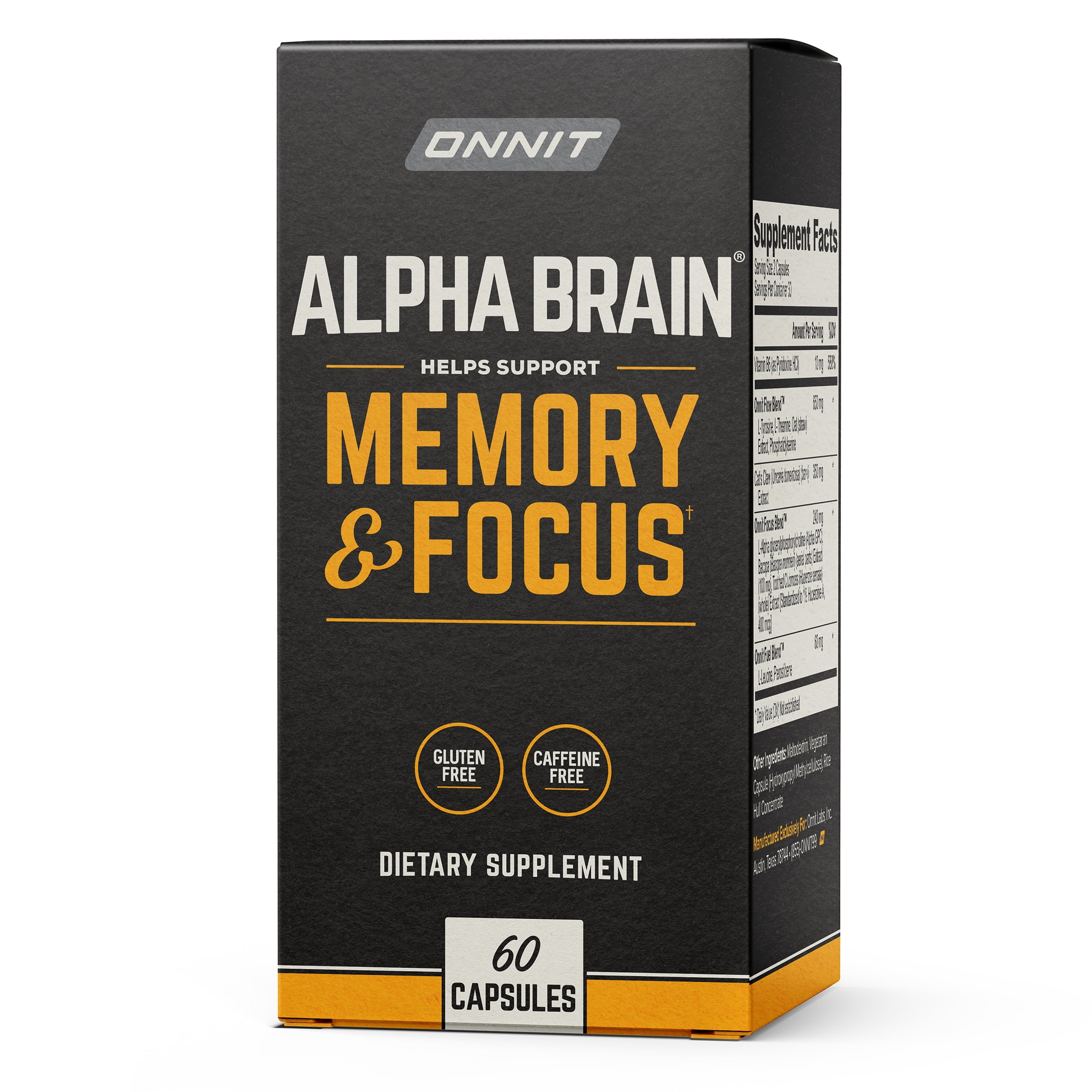 ONNIT Alpha BRAIN Premium Nootropic Brain Health Supplement Memory Focus Support 60 Ct