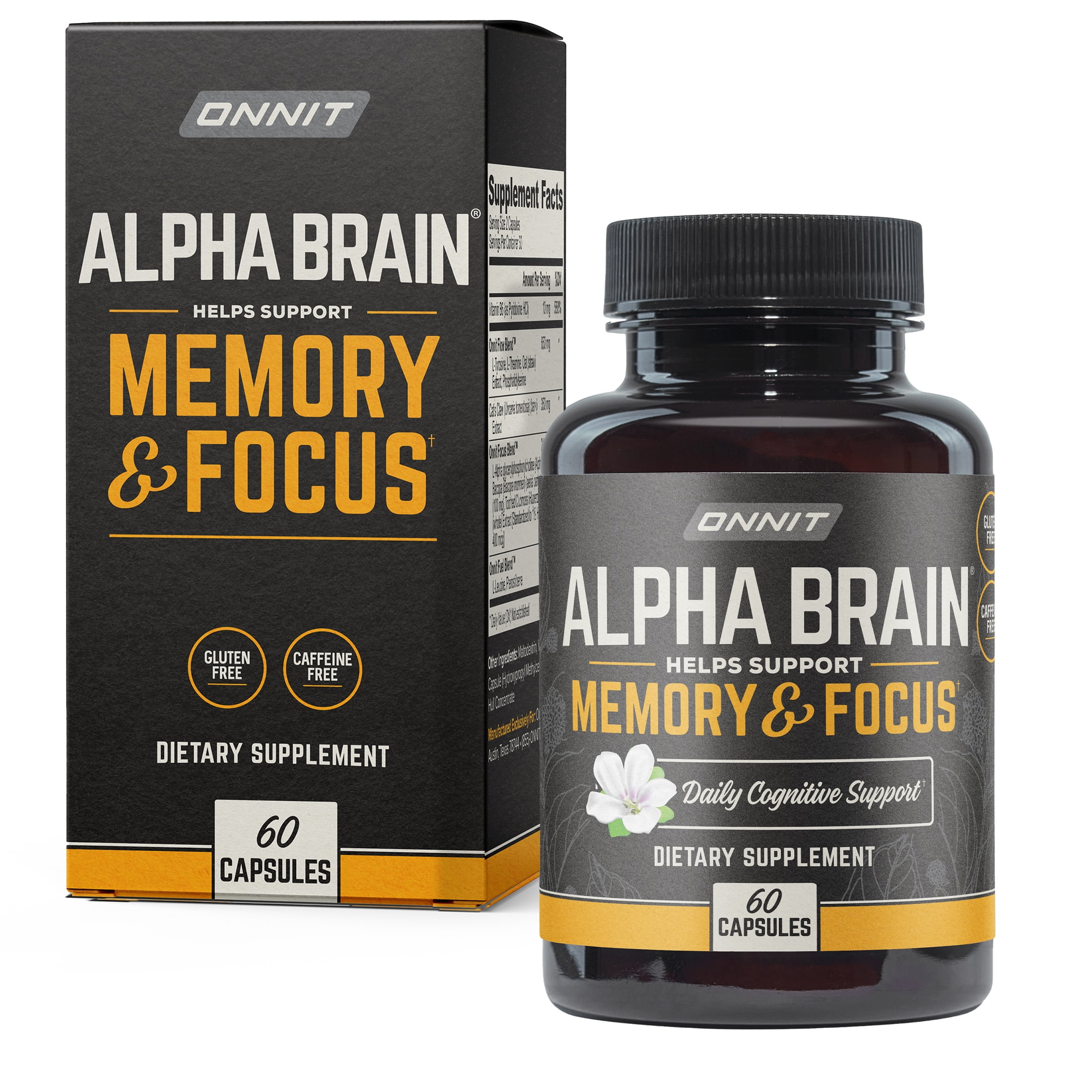 ONNIT Alpha BRAIN Premium Nootropic Brain Health Supplement Memory Focus Support 60 Ct