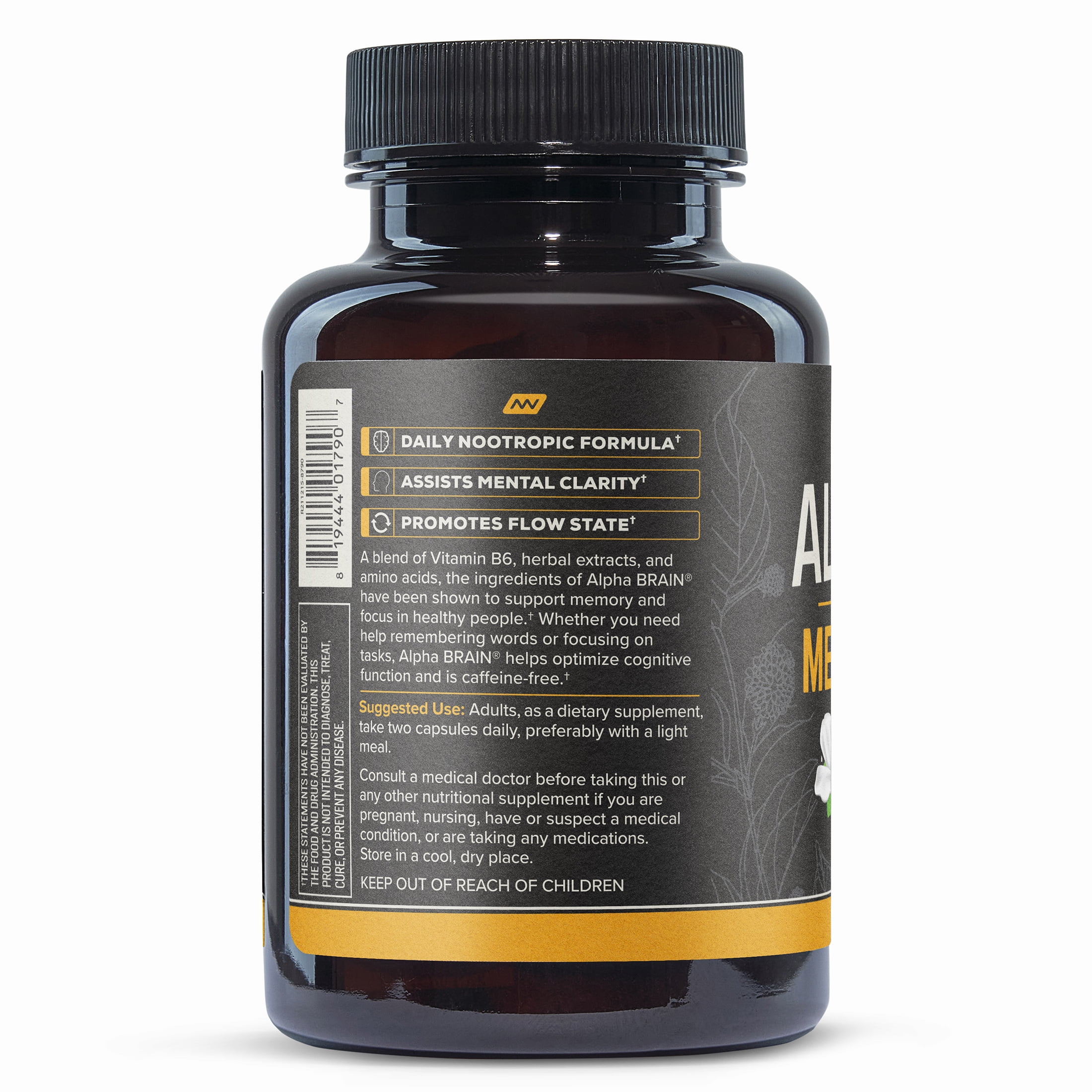 ONNIT Alpha BRAIN Premium Nootropic Brain Health Supplement Memory Focus Support 60 Ct