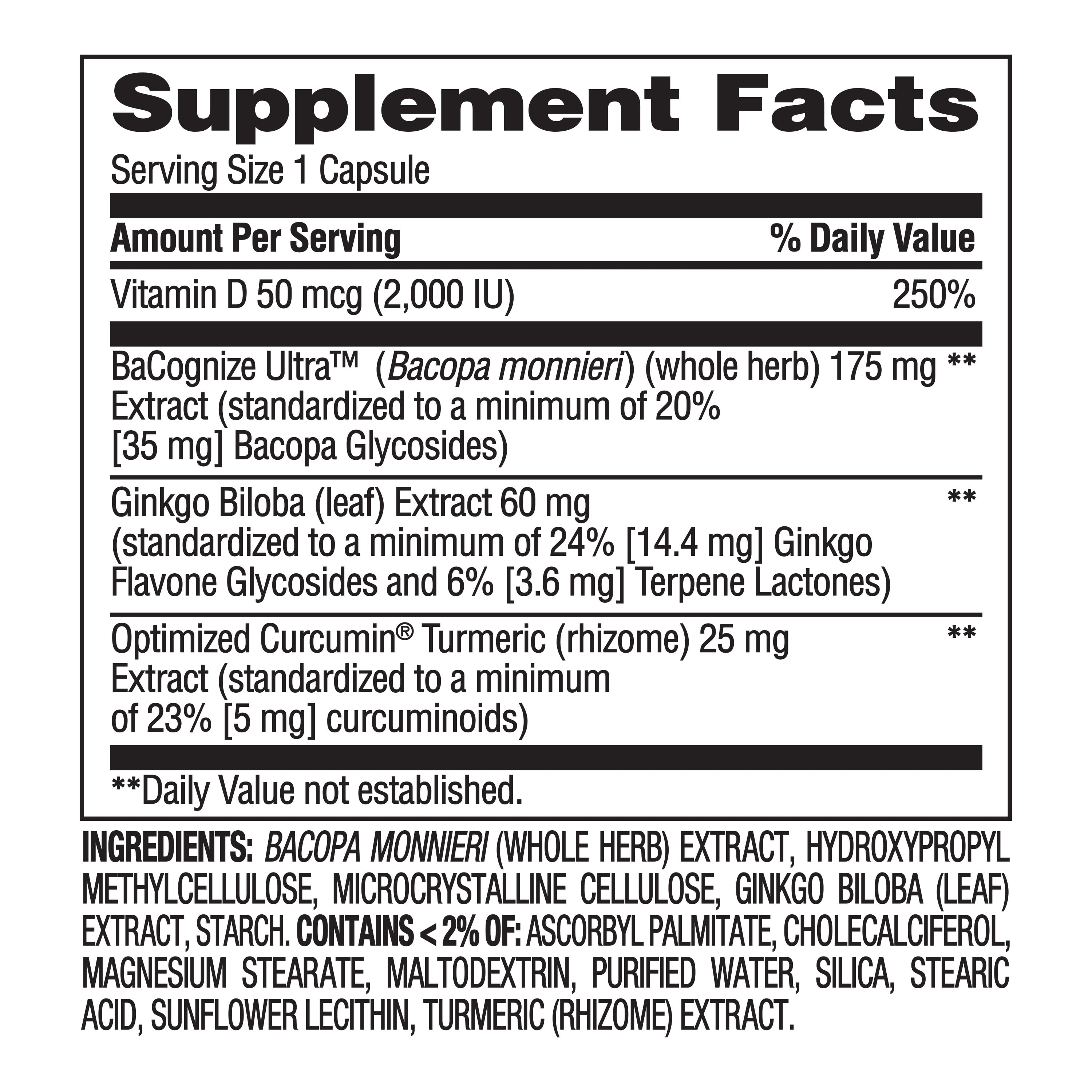 Equate Memory Support Supplement Capsules 30 Count for Improved Cognitive Health