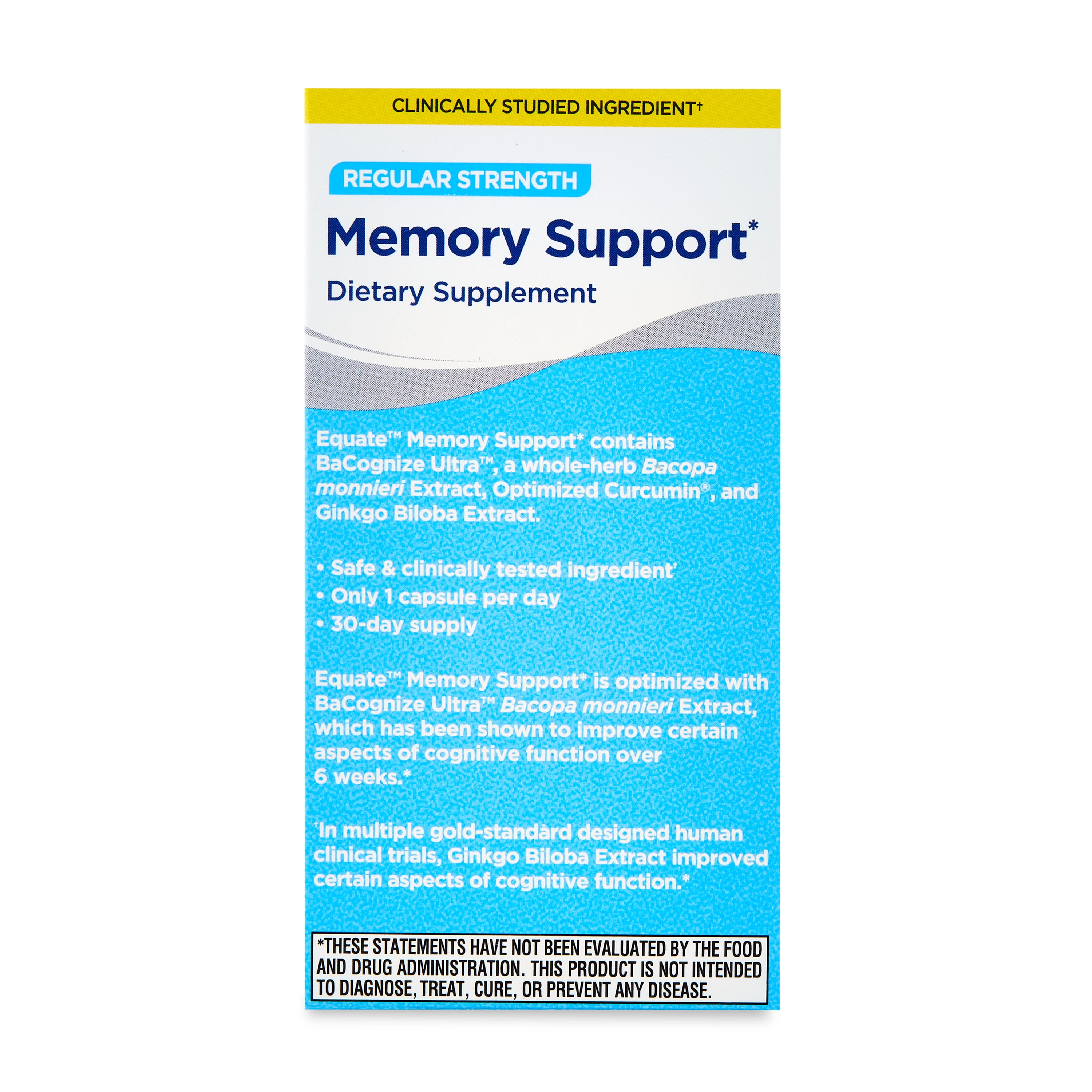 Equate Memory Support Supplement Capsules 30 Count for Improved Cognitive Health