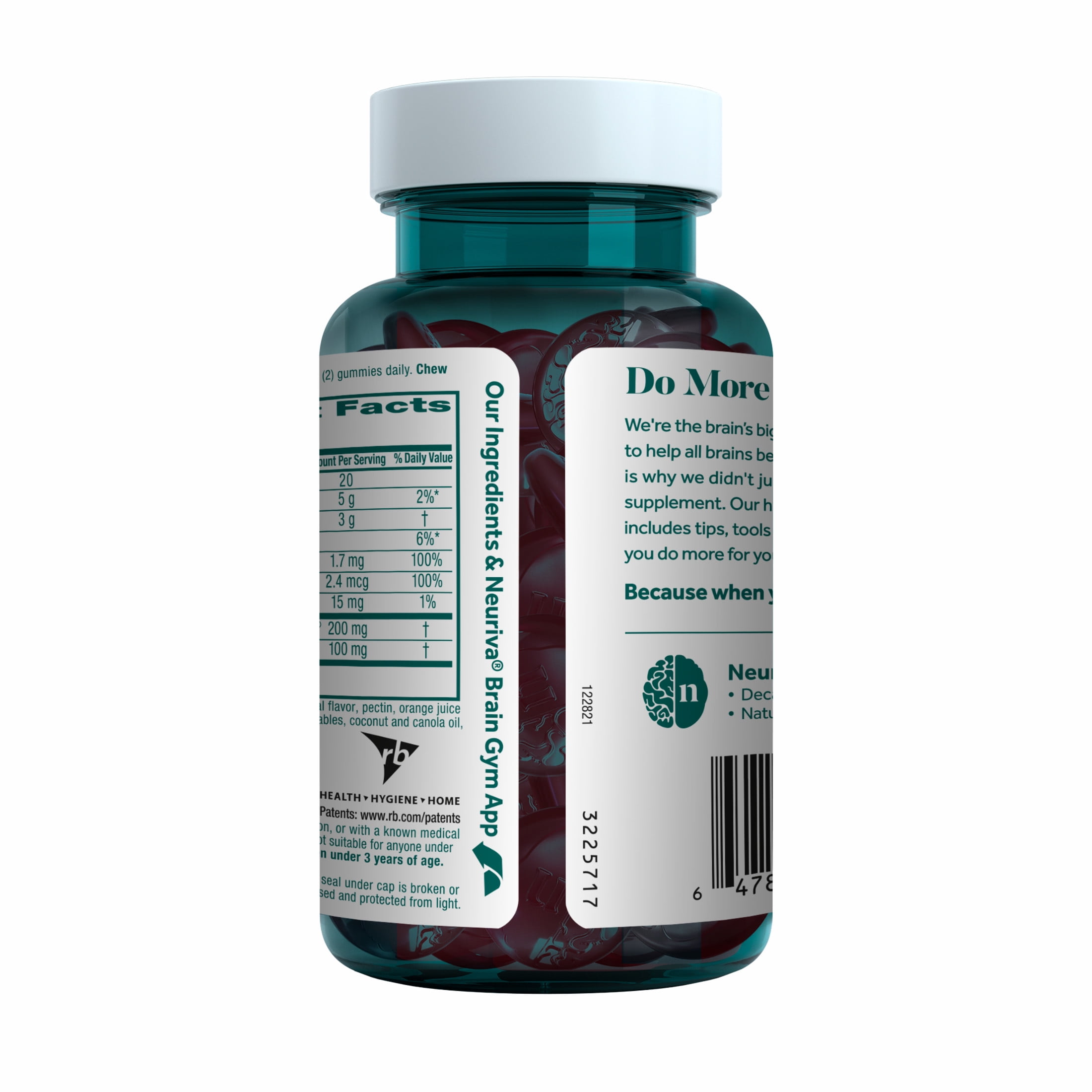 Neuriva Plus Brain Health Vitamins B12 & B6 Support Memory Focus Strawberry 50ct Gummies
