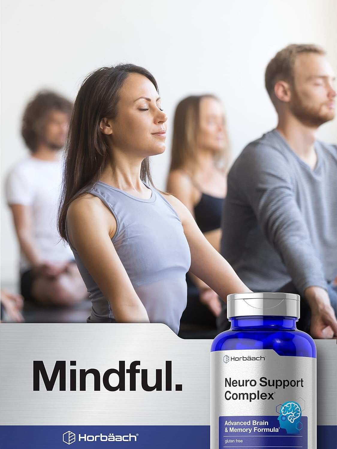 Horbaach Brain Support Supplement 120 Capsules Vegetarian Formula for Men and Women